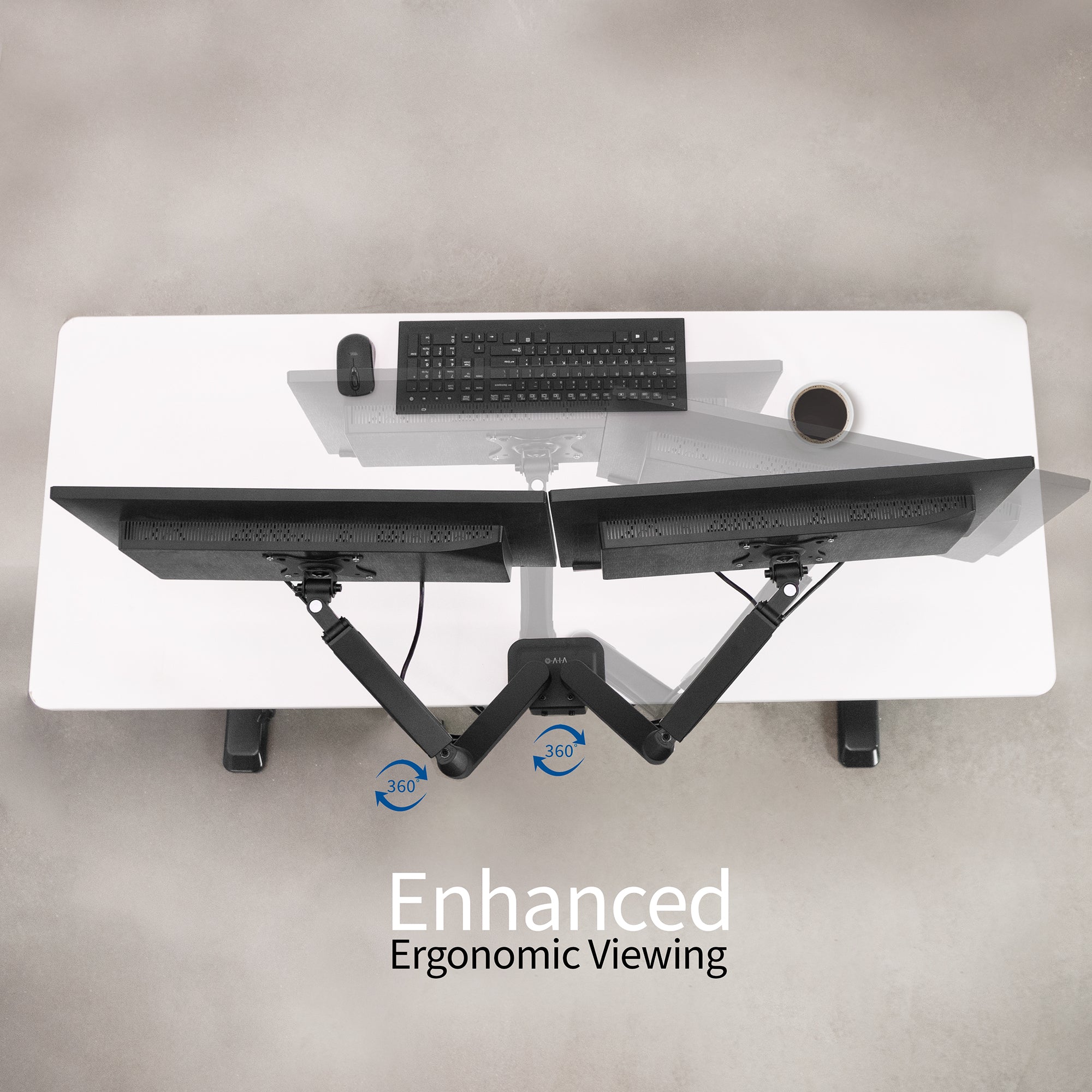 Adjustable Dual Monitor Stand for 17” to 27” Screens - Ergonomic Pneumatic Arm Desk Mount for Home & Office Workspace Setup