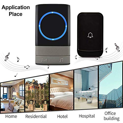 Wireless Doorbell Outdoor Smart Waterproof - 1000ft Range with 1 Receiver, UK Plug - Ideal for Home, Office, Classroom, Warehouse & Garden Use