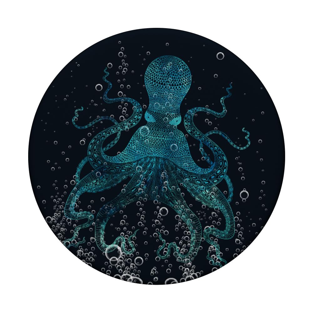 Underwater Octopus Watercolor Phone Stand - PopSockets & PopGrip Compatible - Perfect for Desk, Travel, and Hands-Free Video Calls
