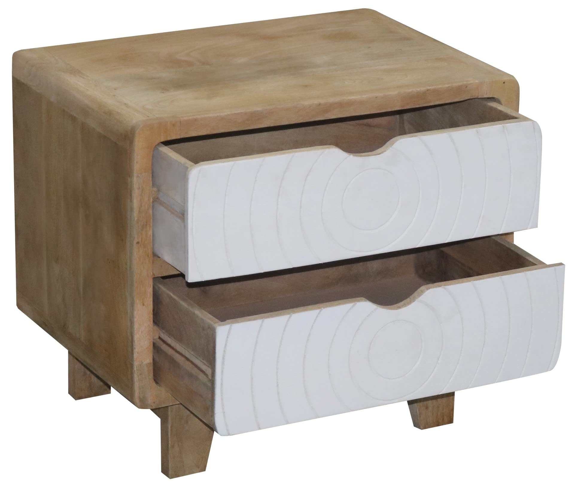 Progressive Furniture Outbound Art Deco Nightstand - Tan & White Finish - Stylish Bedside Table for Bedroom Decor & Storage