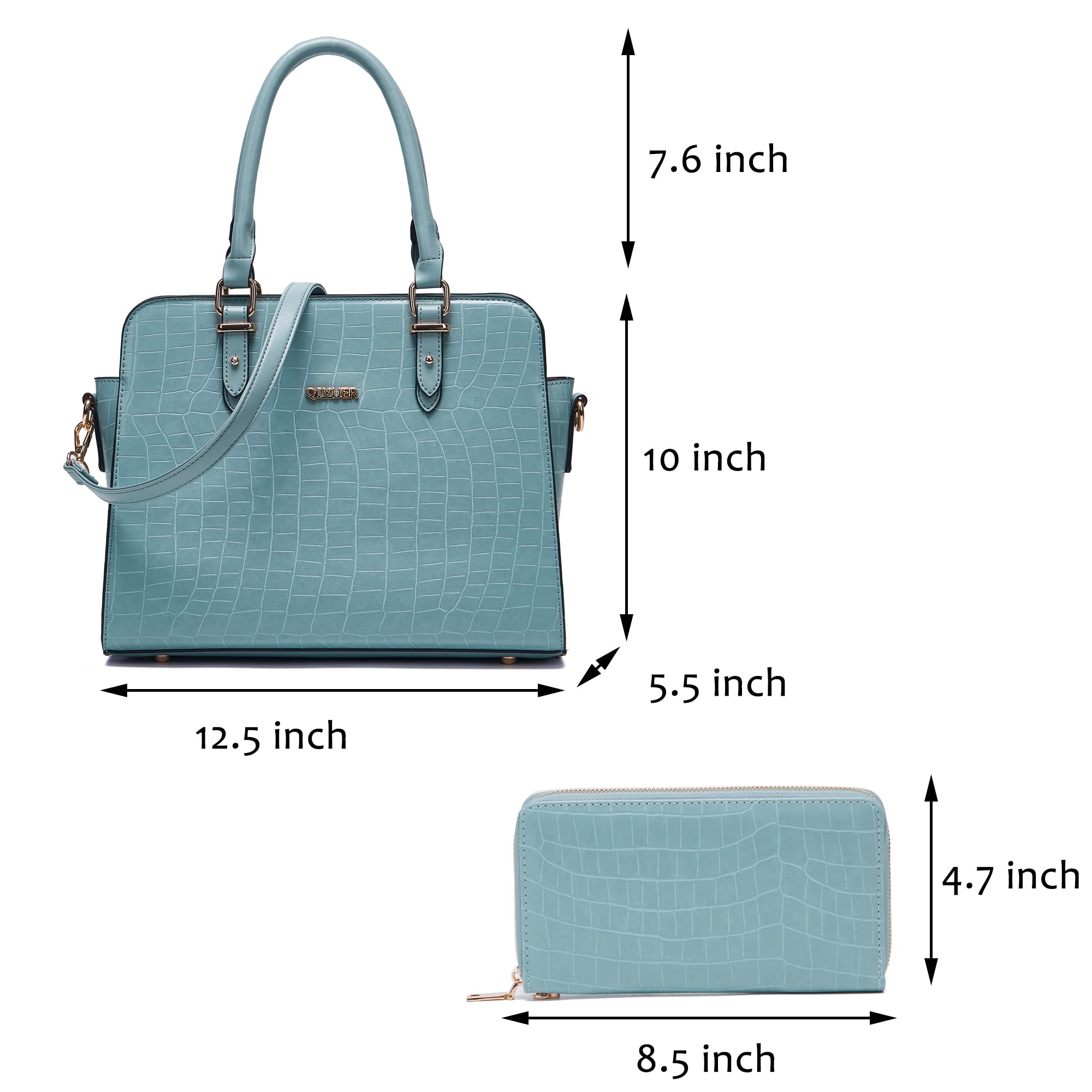 Stylish Qiyuer Women's Satchel Purse with Top Handle & Wallet Set - 2-Piece Work Tote Bag for Office, Travel & Everyday Use