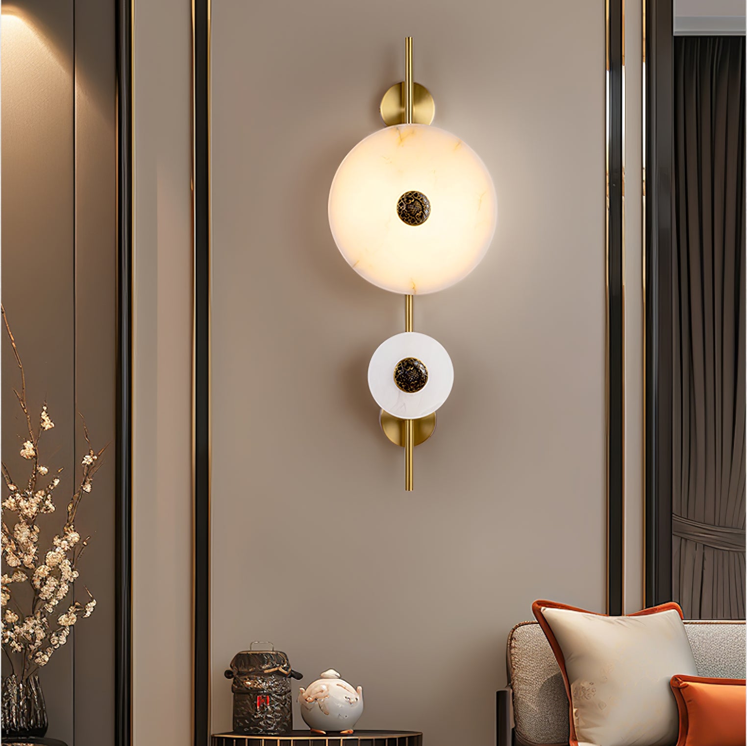 Alabaster Eclipse Wall Light - Modern Minimalist Sconce for Bedroom, Living Room & Hallway - Energy Efficient LED Lighting Fixture