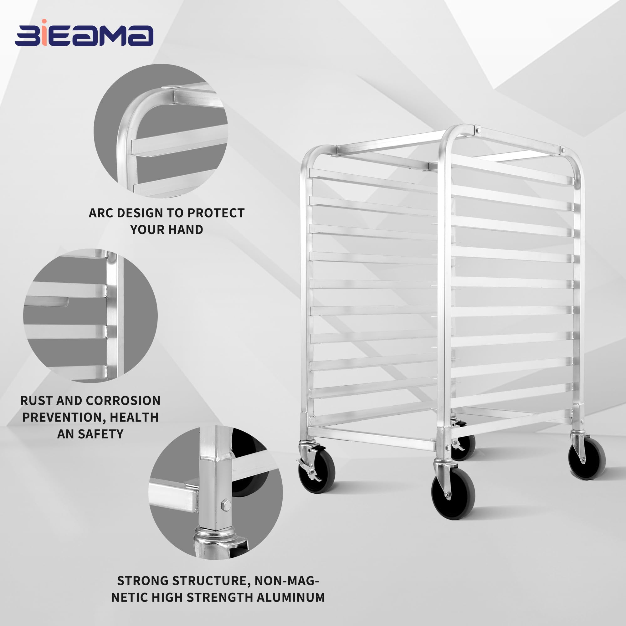 10-Tier Commercial Sheet Pan Rack - NSF Certified Aluminum Baking Rack with 4 Wheels for Bakery, Restaurant & Home Kitchen - Perfect for Cooling, Storing & Organizing Baking Sheets & Bun Pans