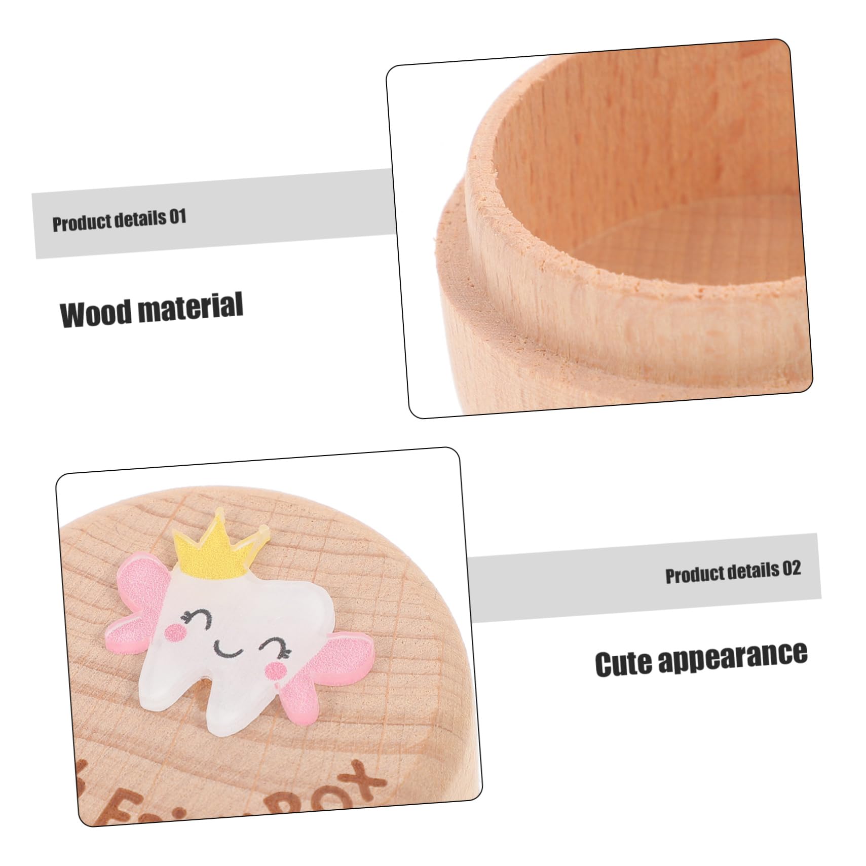 Hoement Wooden Tooth Holder Box for Kids - Organizer & Keepsake for Baby Teeth - Perfect for Tooth Fairy Gifts, Memory Box, and First Tooth Preservation