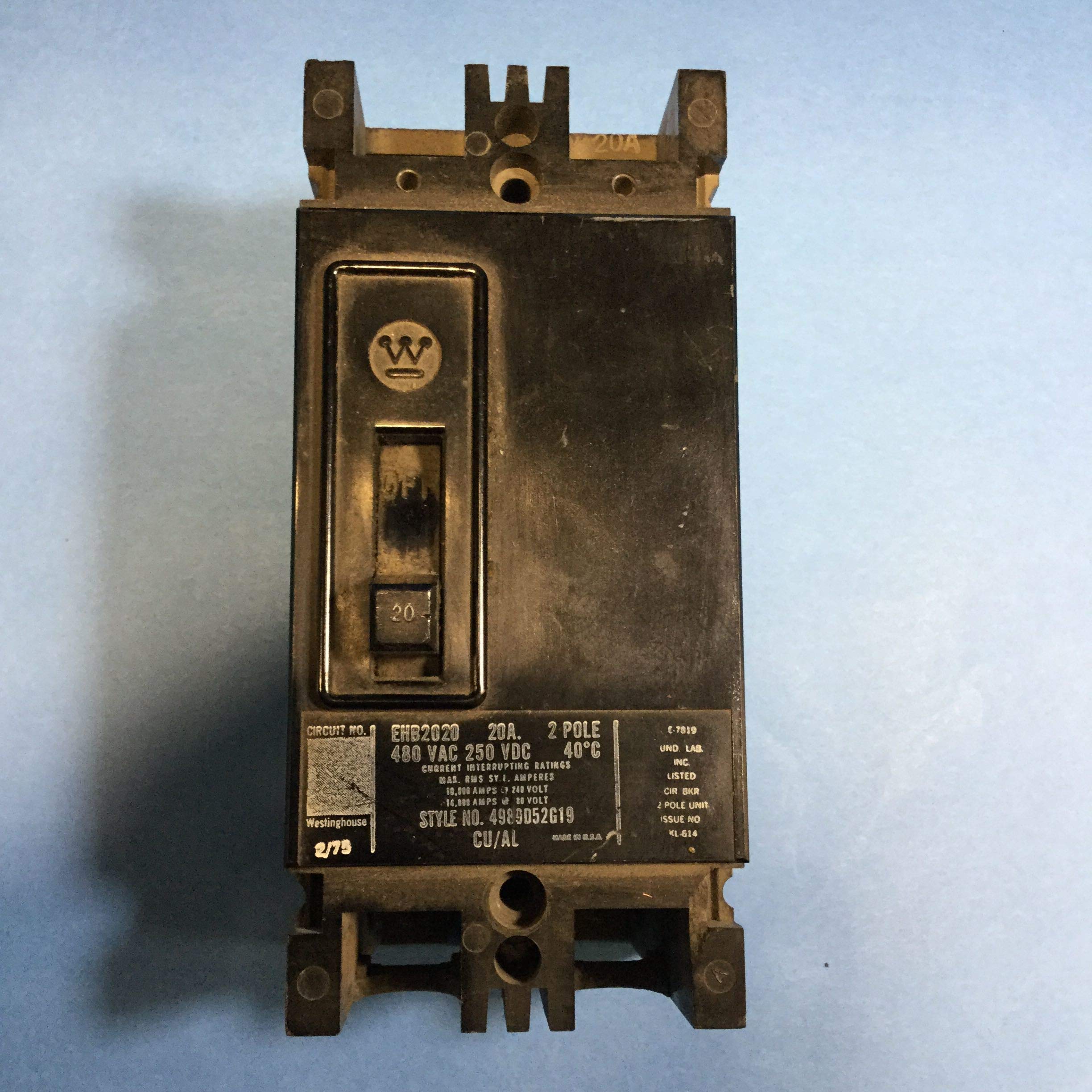 Eaton Cutler-Hammer Westinghouse EHB2020 Circuit Breaker - Re-Certified & Tested for Safety | Perfect for Home Electrical Panels & Commercial Power Distribution
