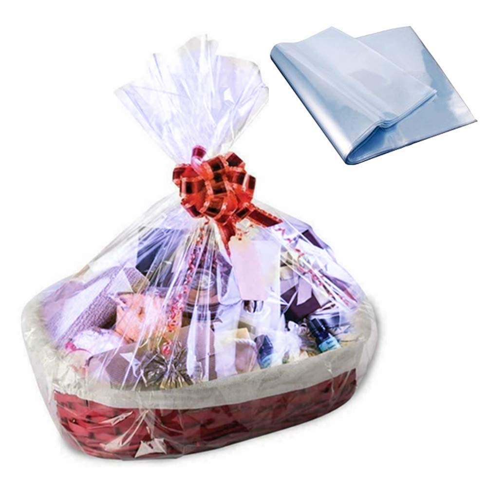 HappyBeeYo 100PCS 24x32 Inches Heat Shrink Wrap Bags - 2 Mil Thick PVC Gift Packaging Bags for Gift Baskets, Party Favors, Wedding Favors & Product Packaging - Ideal for Gift Wrapping, Candy Baskets & Retail Displays