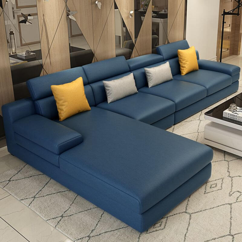 L-Shaped Sectional Sofa with Left-Facing Chaise - Standard Foam Cushions, Adjustable Headrest & Hidden Support - Perfect for Living Room, Home Theater or Family Room