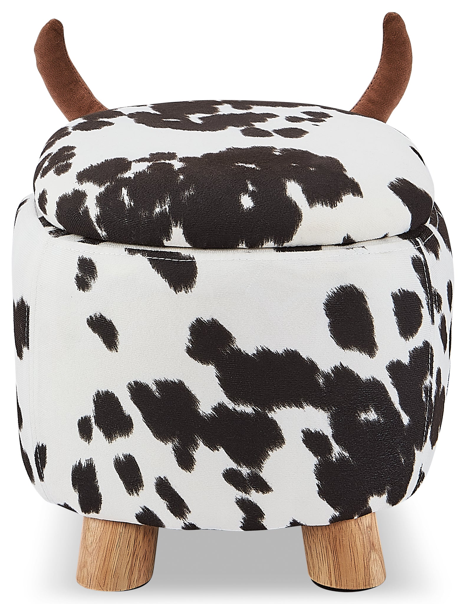 Black and White Cow Print Storage Ottoman - Multi-Functional Footrest, Seat & Hidden Storage for Living Room, Bedroom, or Nursery