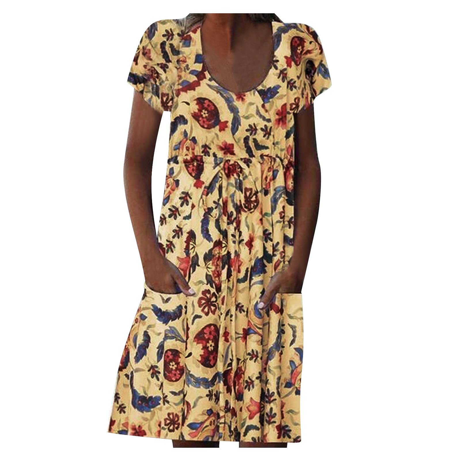 Yellow Long Sleeve Print Dress for Women - Stylish Party Clubwear with Pockets | Sexy Fashion Dress for Night Out, Date Night & Special Occasions