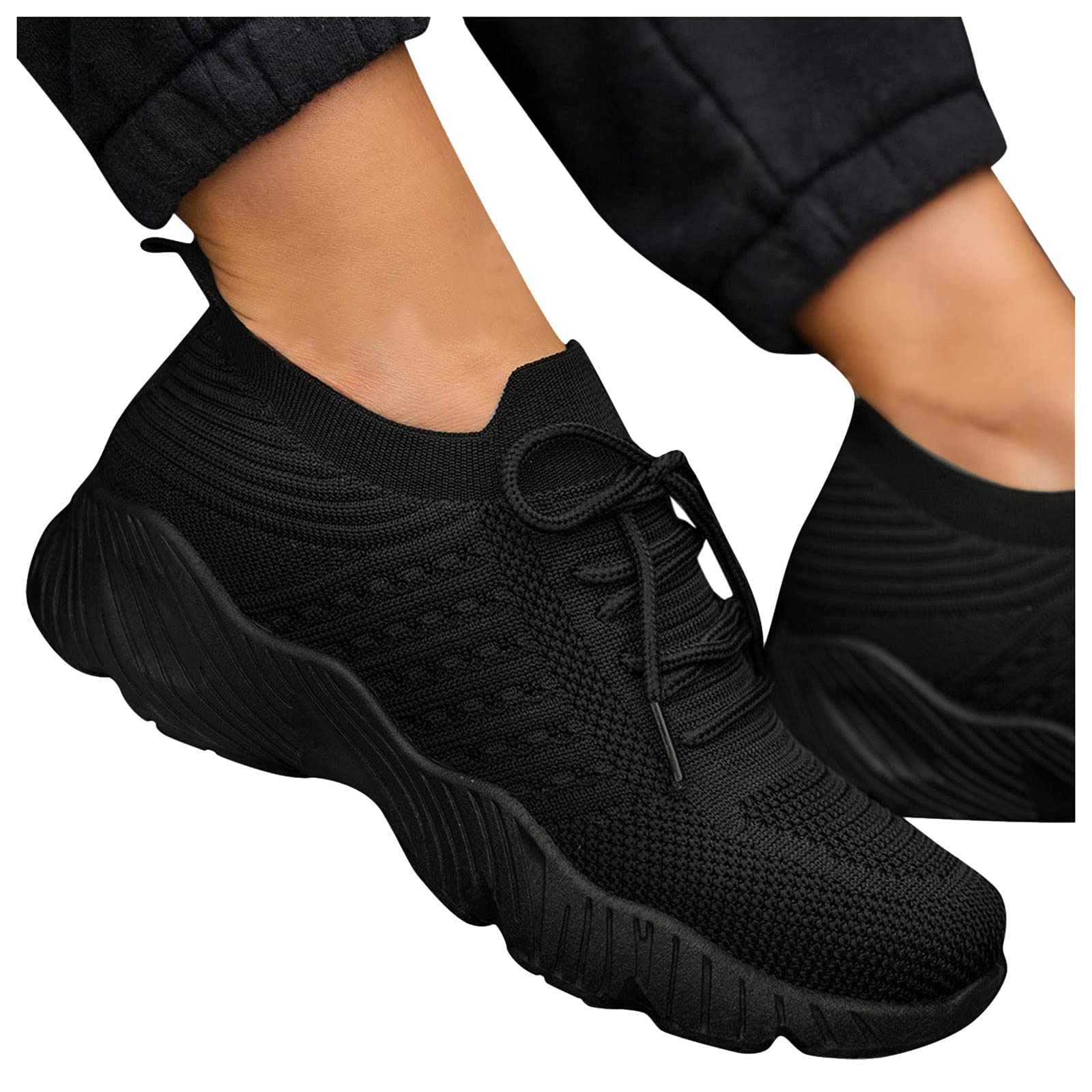 Women's Slip-On Walking Sneakers - Breathable Mesh Casual Sports Shoes for Running, Gym, Work & Travel | Lightweight Non-Slip Lace-Up Fashion Sneakers | Perfect for Workouts, Daily Wear & Outdoor Activities