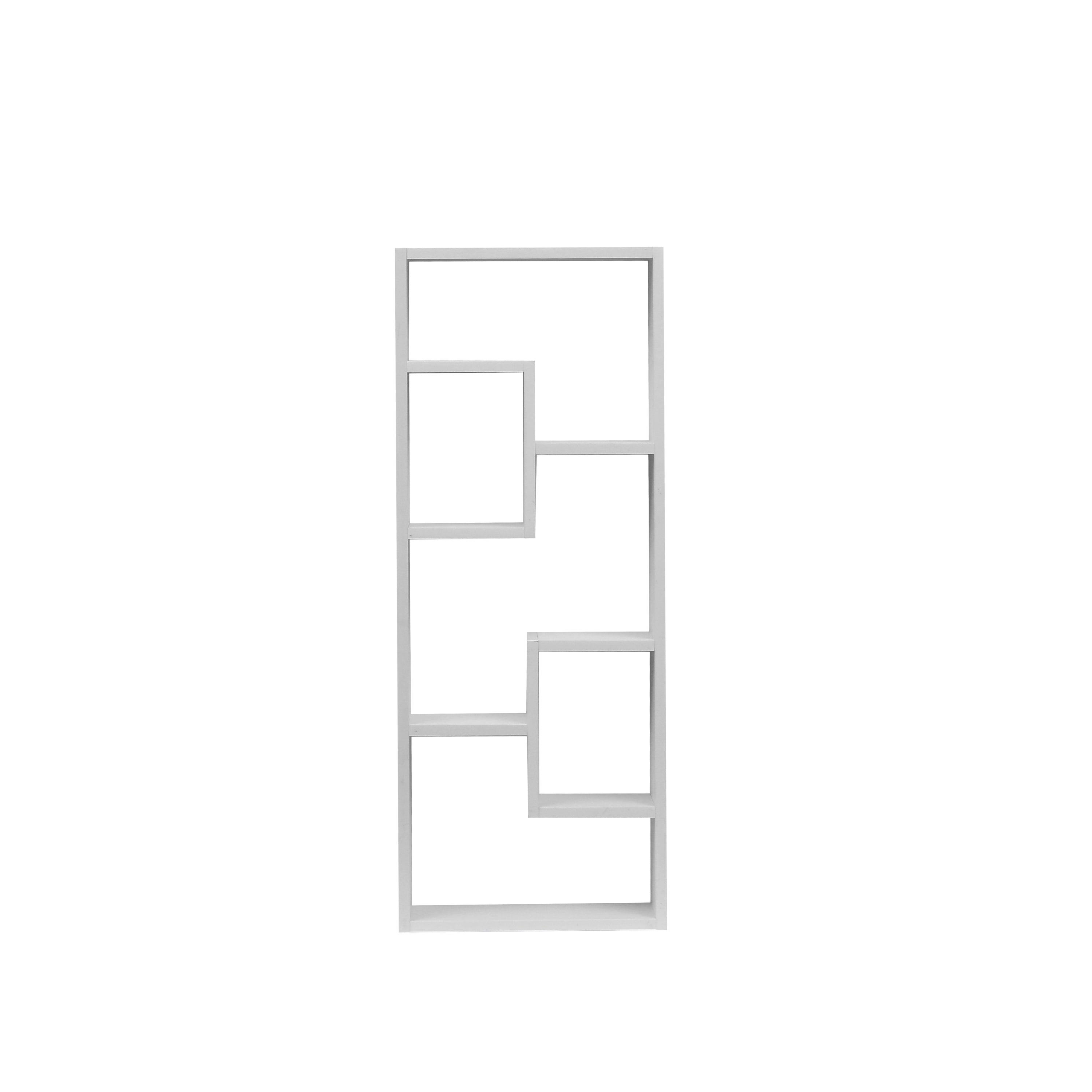 5-Tier Wooden Bookshelf - Freestanding Open Bookcase with 2 Keyhole Hangers, White Home Office Storage Shelf for Living Room, Study & Bedroom - Perfect for Organizing Books, Decor & Display Items