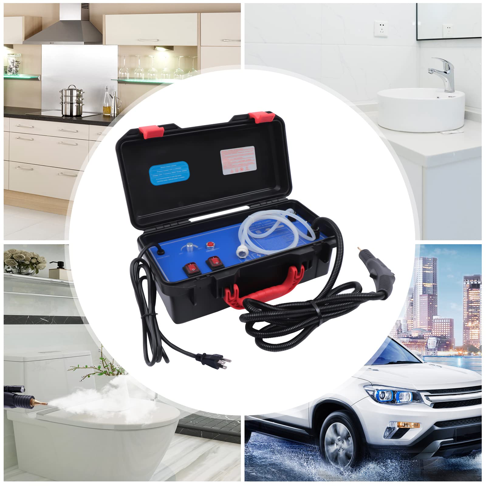 Portable Steam Cleaner 110V 1700W - High Pressure Commercial Steam Cleaning System with 5Bar Pressurized & 360° Cleaning - Handheld Steam Cleaner for Kitchen, Car, Home, Office (Electromagnetic Pump) - Perfect for Deep Cleaning Appliances, Upholstery & Hard Surfaces