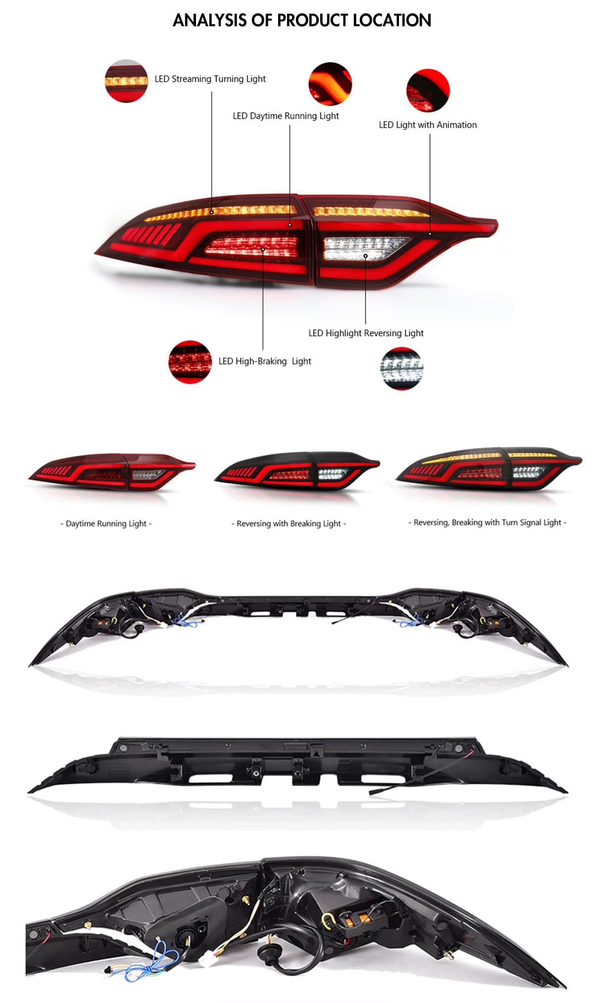 TT-ABC LED Tail Lights for Toyota Corolla 2020-2024 - Smoked Red Lens - Direct Fit Replacement - Enhances Visibility & Style - Perfect for Night Driving & Car Customization
