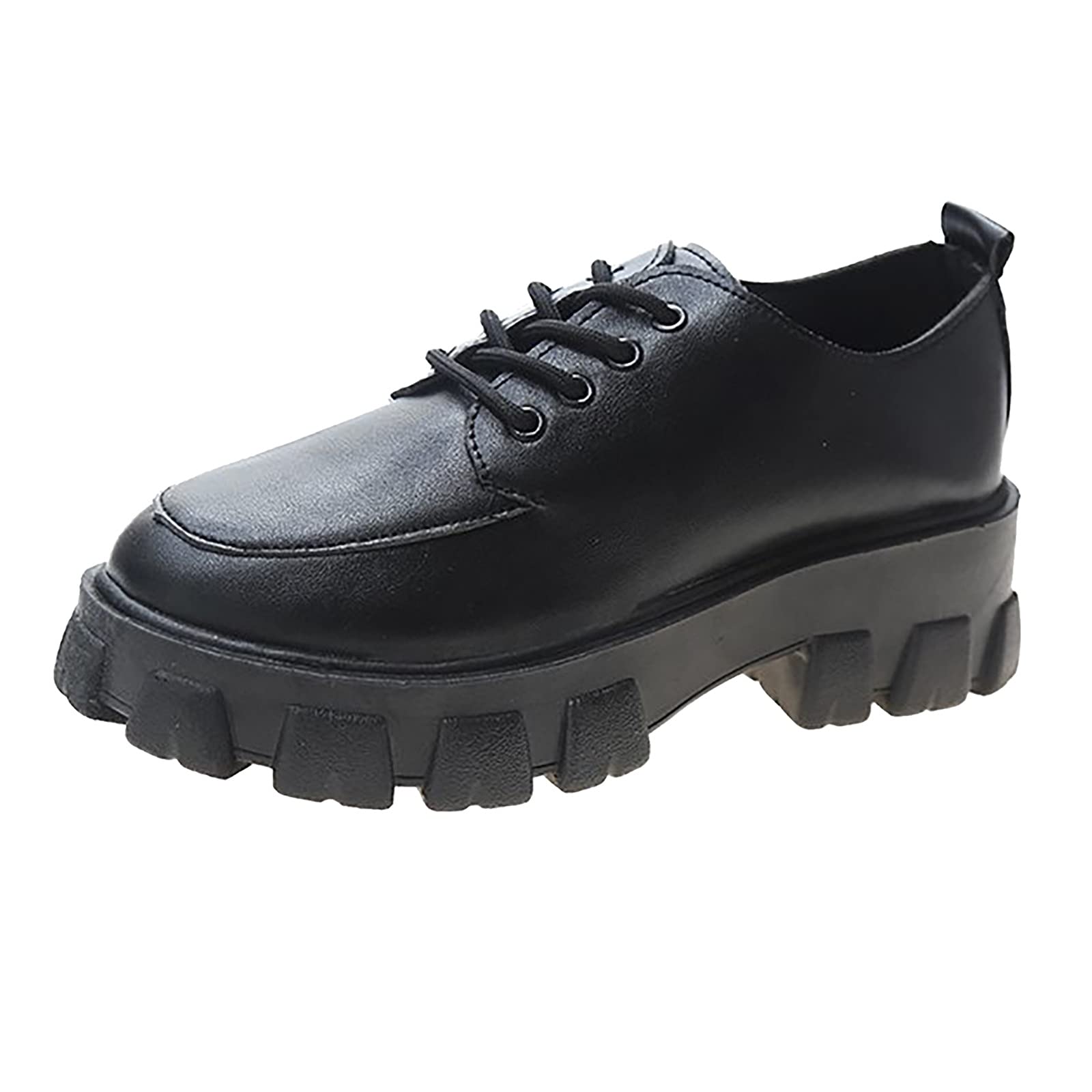Retro Leather Women's Platform Pumps - Black One Strap Casual Shoes for Women | Comfortable & Stylish Everyday Wear for Office, Dating & Parties