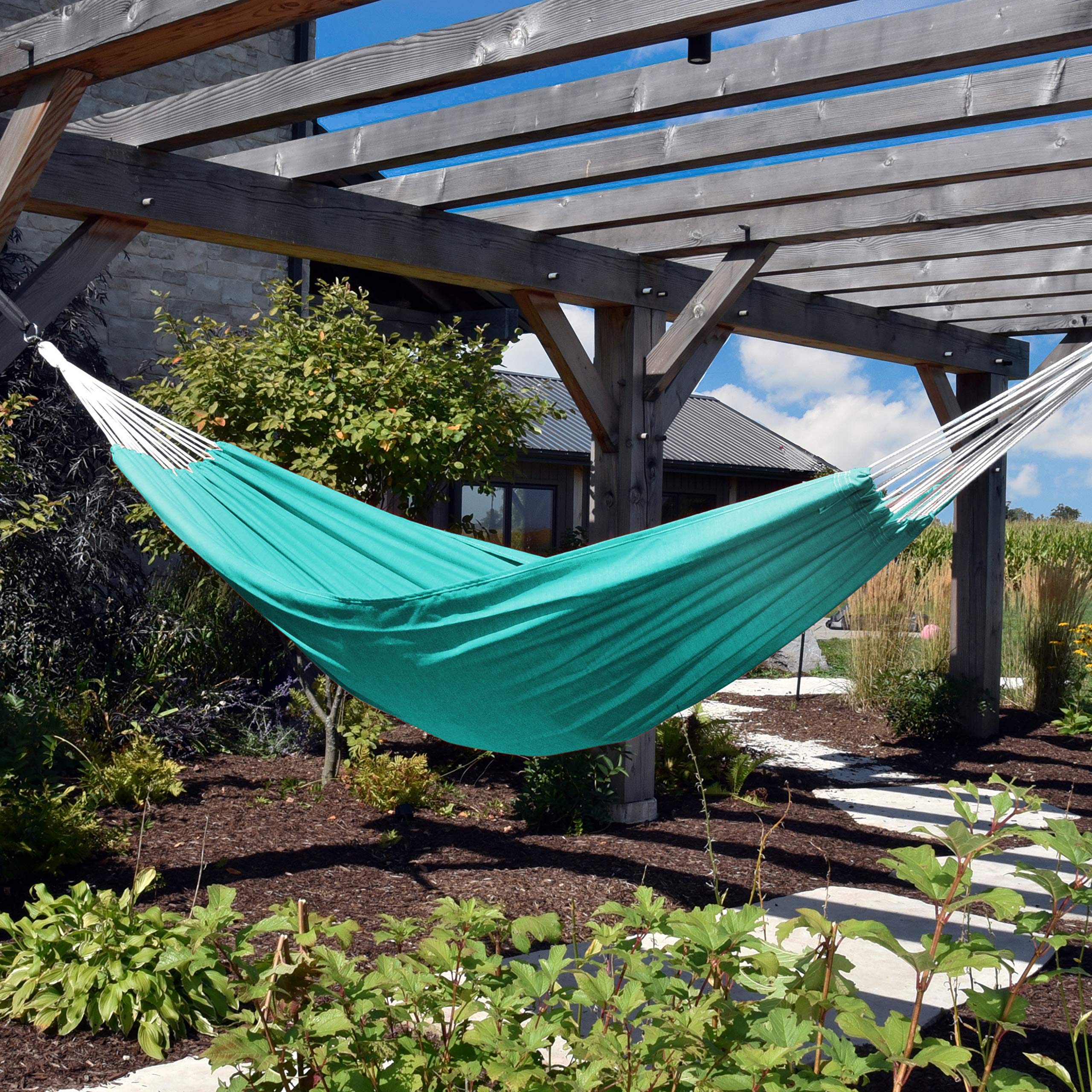 Vivere Double Brazilian Fade Weather-Resistant Hammock - 450 lb Capacity for Outdoor Camping, Backyard Relaxation & Beach Lounging