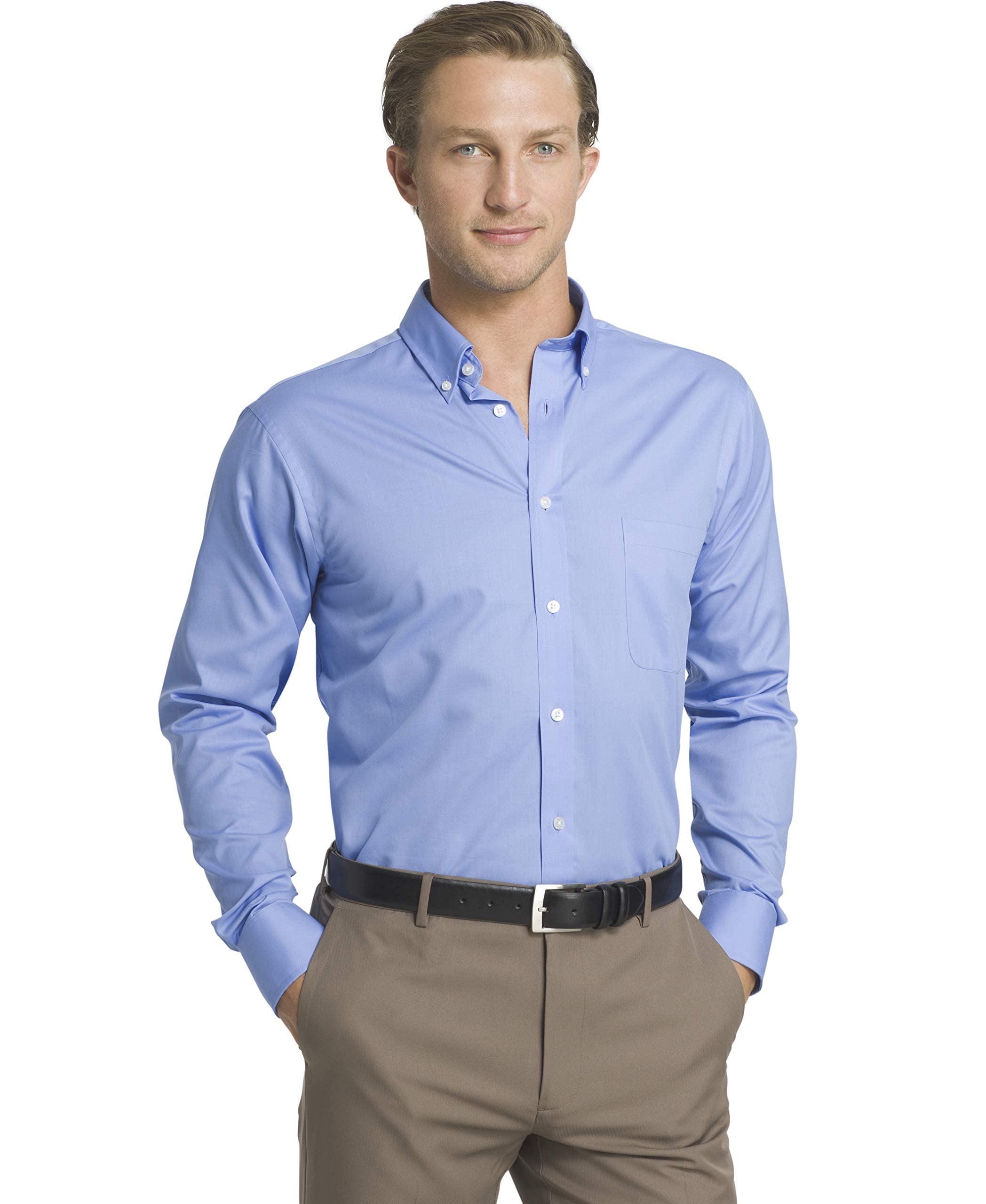 Izod Men's Big & Tall Stretch Dress Shirts - Solid Color Formal Business Shirts for Office & Special Occasions