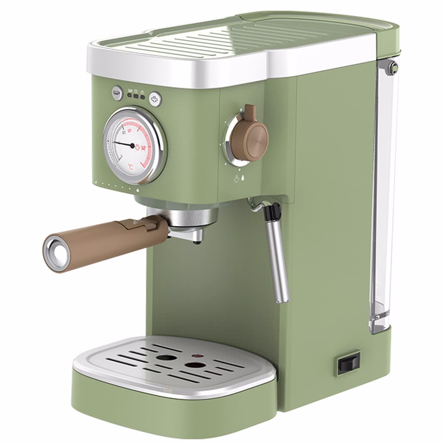 WSYKC 20 Bar Espresso Coffee Machine with Milk Frother - Professional Cappuccino & Latte Maker for Home Baristas, 1.2L Removable Water Tank & Coffee Spoon, Vintage Green (Model Green-CS1) - Perfect for Home Coffee Brewing, Office Use & Gift Giving