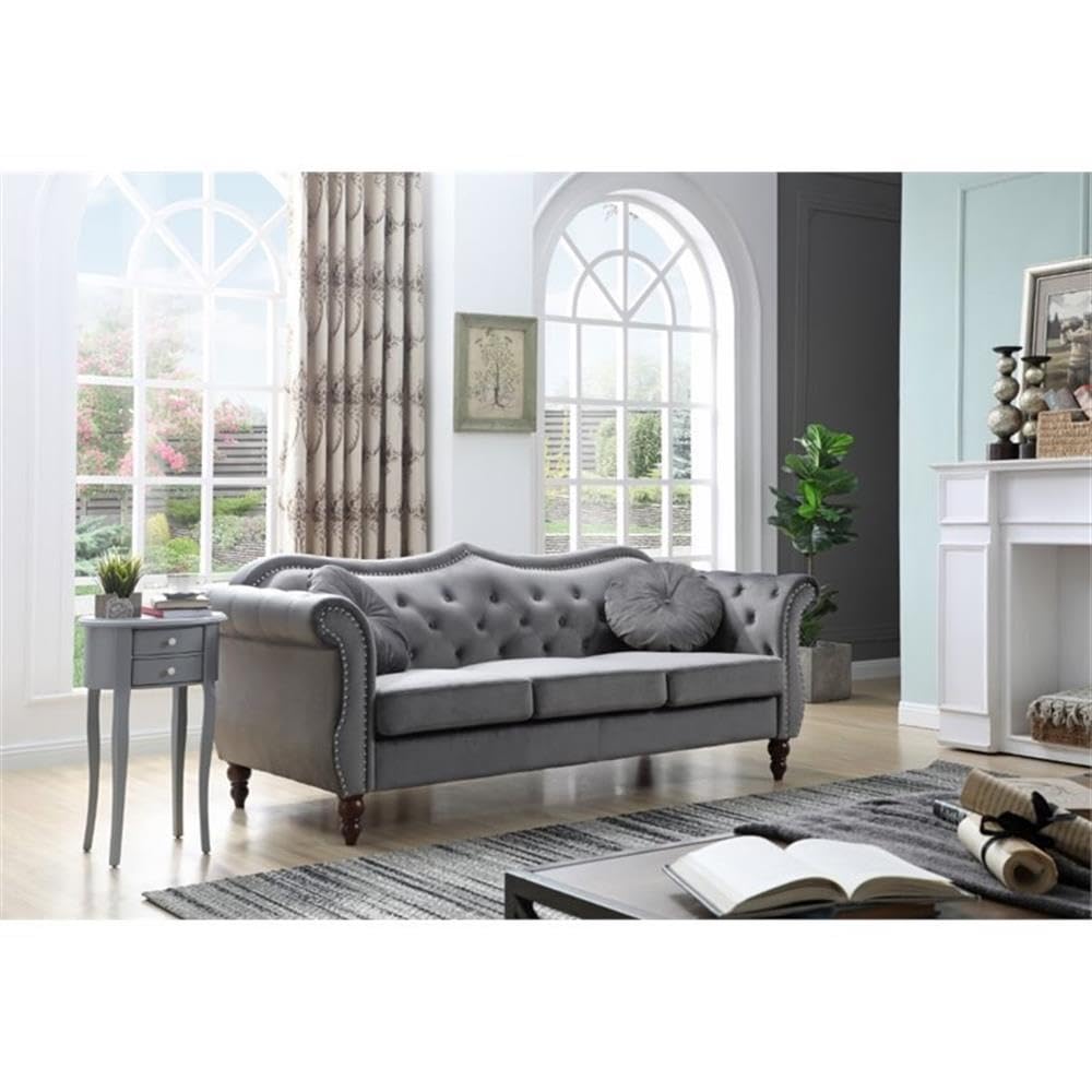 Luxury Hollywood Velvet Sofa - Dark Gray Modern Living Room Furniture for Small Spaces | Perfect for Apartments, Condos & Cozy Home Decor
