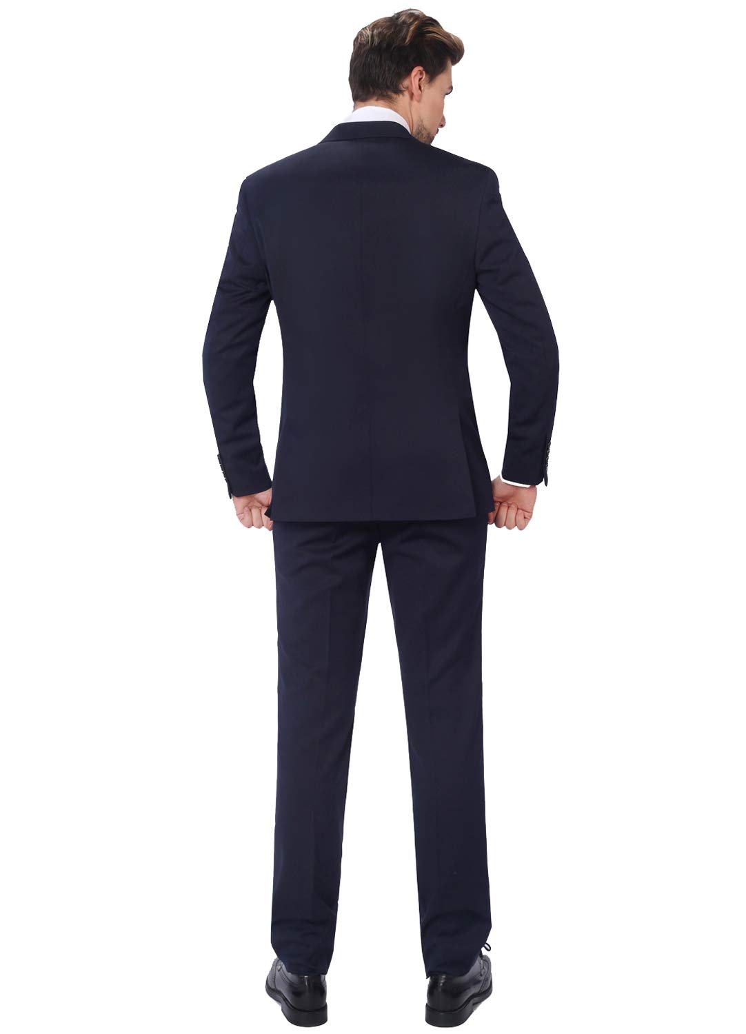 P&L Men's Slim Fit Wool Blend 2-Piece Suit - Single Breasted 2 Button Jacket & Flat Front Dress Pants Set | Business Formal Attire for Weddings, Office & Special Occasions