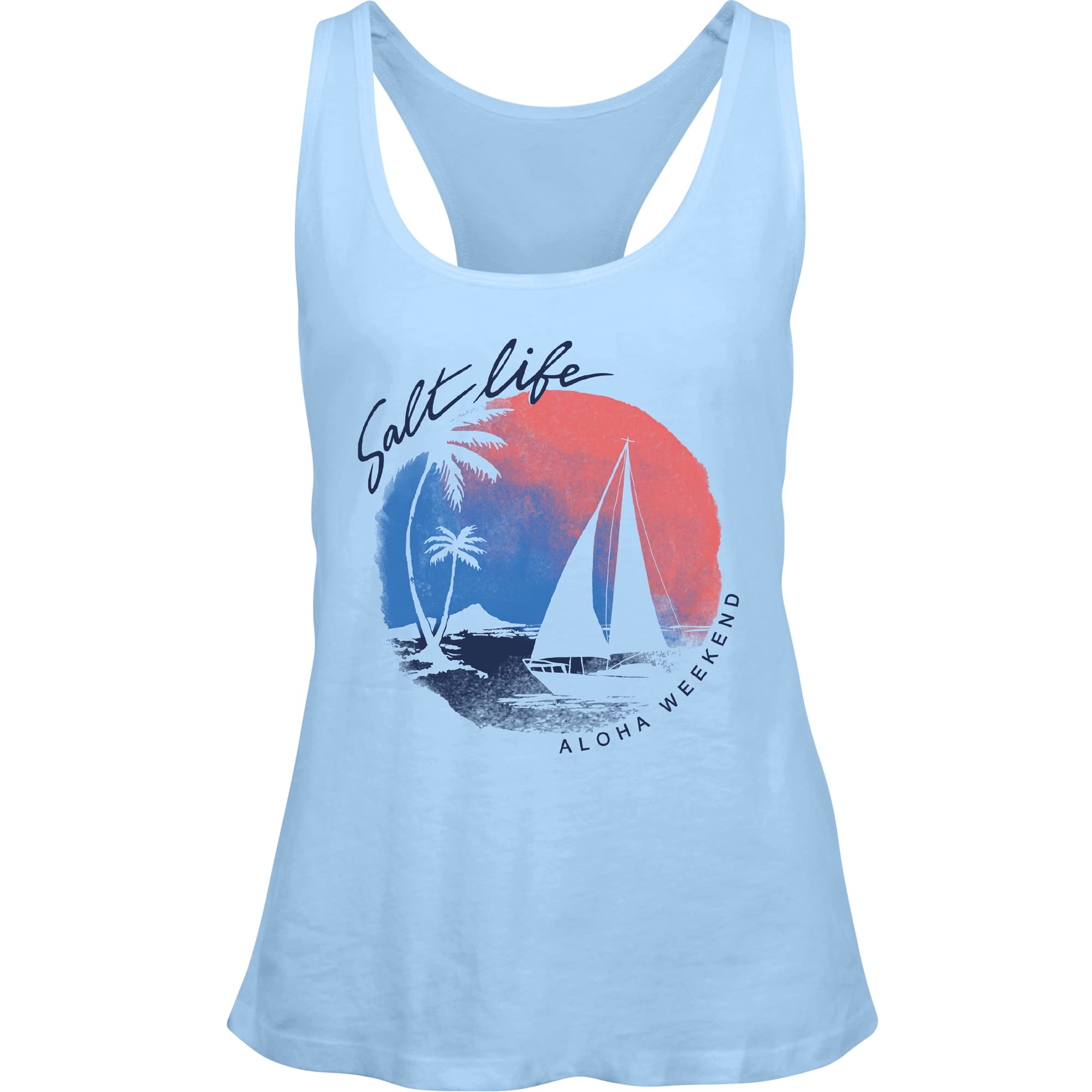 Salt Life Women's Sailboat Island Racerback Tank Top - Breathable Quick-Dry Activewear for Beach, Yoga & Summer Outdoor Activities