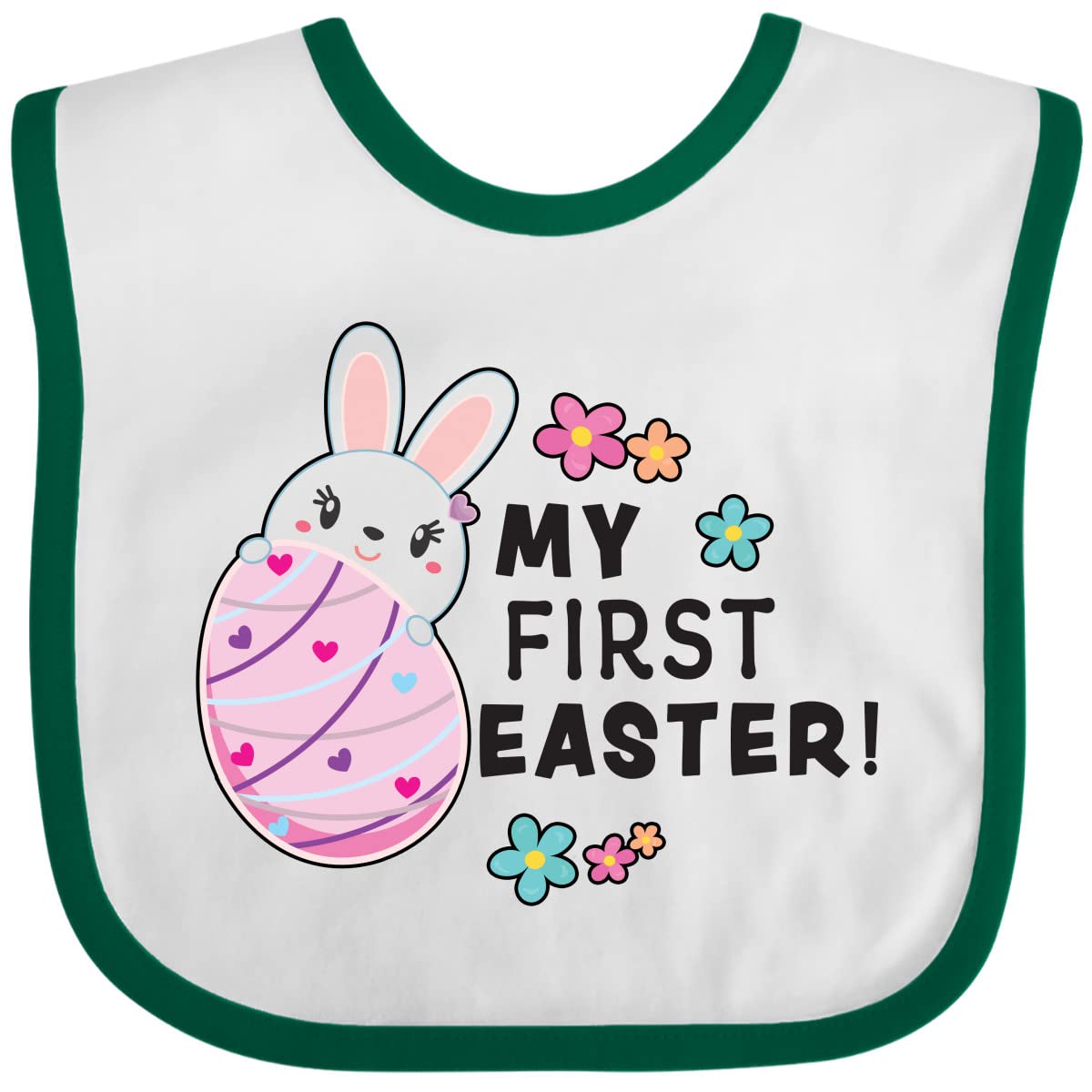 My First Easter with Bunny Behind Egg Baby Bib - Soft Cotton Easter Bib for Infants & Toddlers - Perfect for Easter Photos, Baby Showers & Holiday Celebrations