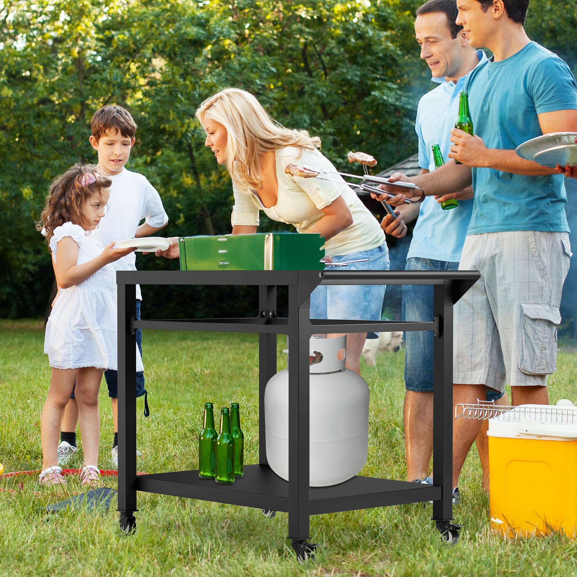 Outdoor Pizza Oven Table Cart for Ooni Koda Karu Fyra 16 & 12 - Waterproof Cover Included - Portable Food Prep Station for Patio, Backyard & Camping - Compatible with Ninja Blackstone Cuisinart Griddles - Perfect for Outdoor Cooking, BBQ Parties & Tailgating