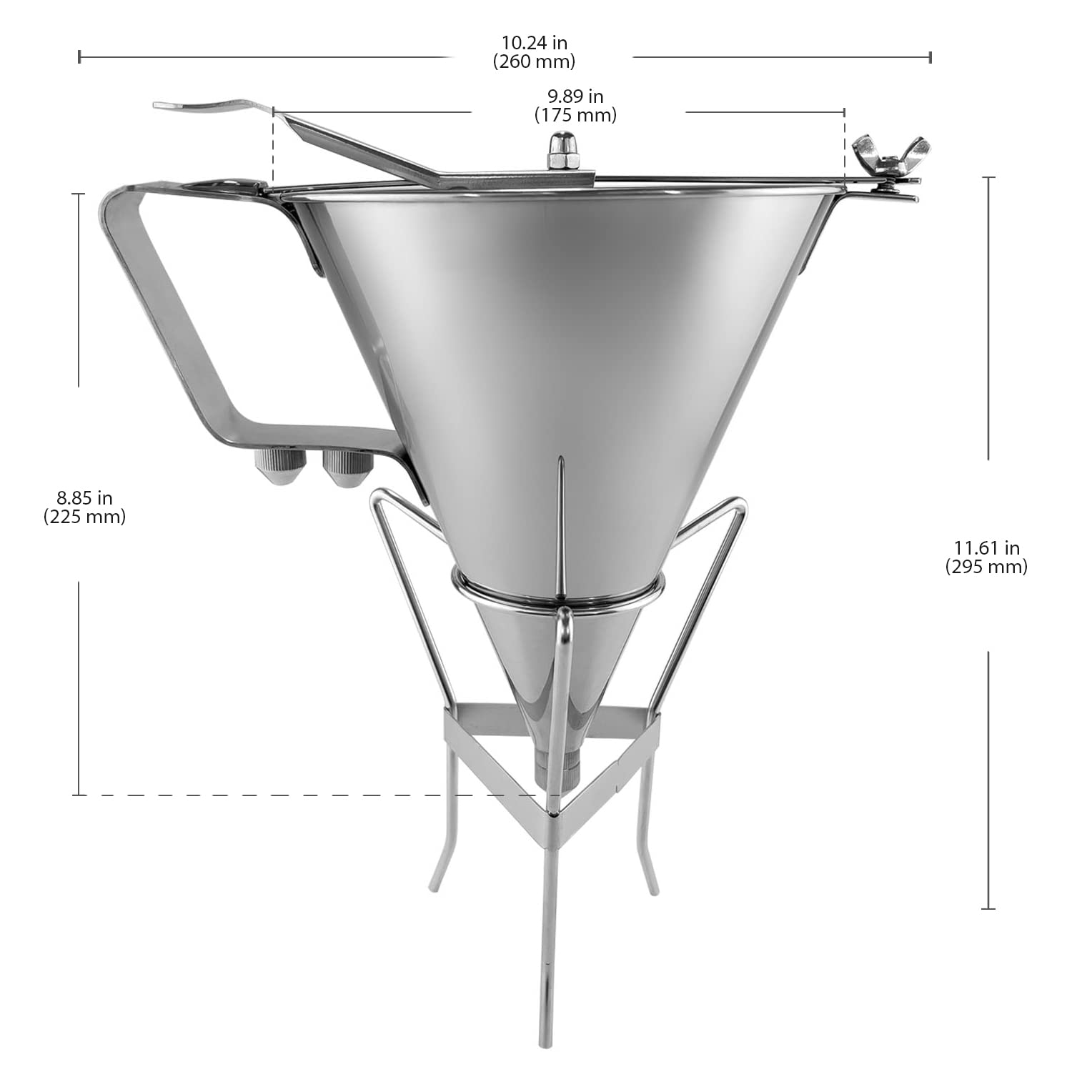 ALDKitchen Stainless Steel Dough Dispenser with 3 Nozzles & Funnel - Perfect for Baking Cookies, Cupcakes, Pancakes & Decorating Cakes