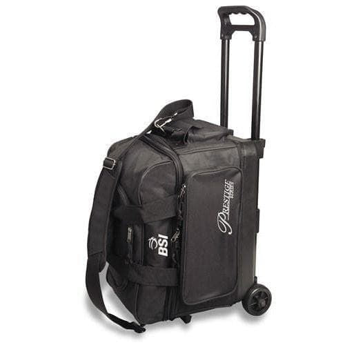 BSI Prestige 2 Ball Roller Bowling Bag - Black | Heavy Duty Bowling Ball Carrier with Wheels for League & Tournament Play | Perfect for Professional & Casual Bowlers
