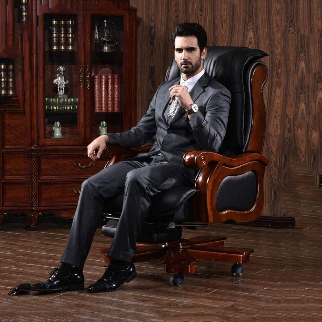 Premium High-Back Ergonomic Leather Executive Office Chair with Adjustable Lumbar Support, Swivel & Reclining Function - Perfect for Home Office, Conference Rooms & Manager Suites