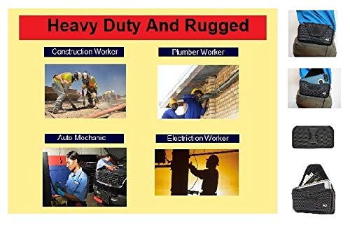 Nite Ize Hard Shell Cell Phone Holster Pouch for iPhone 14/13/12 Pro Max & Plus - Rugged Heavy Duty Belt Clip Holder - Compatible with Otterbox Defender/Commuter Case (Horizontal Carry) - Perfect for Outdoor Activities, Construction Work & Hands-Free Use
