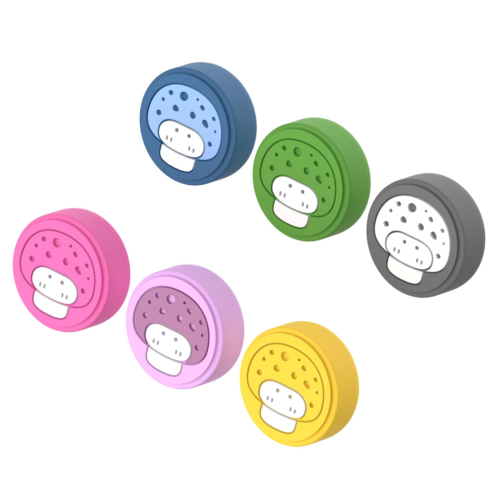 6PCS Cute Mushroom Silicone Joycon Thumb Grip Caps - Kawaii Joystick Cover Compatible with Nintendo Switch/OLED/Switch Lite (Mixed Colors) - Perfect for Gaming Comfort & Controller Protection