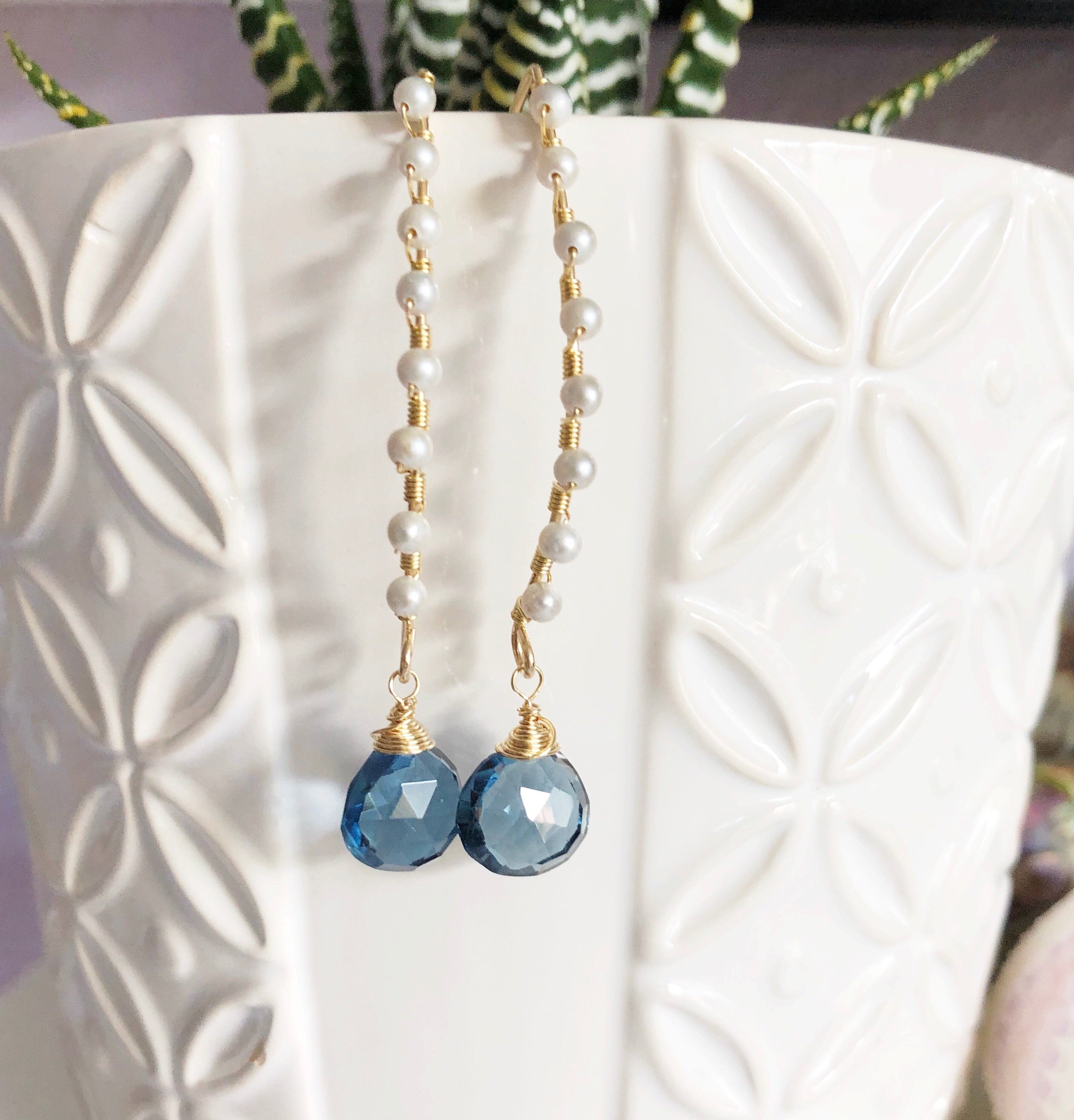AILANI London Blue Quartz Earrings - Elegant Gemstone Jewelry for Women | Perfect for Parties, Weddings & Everyday Wear