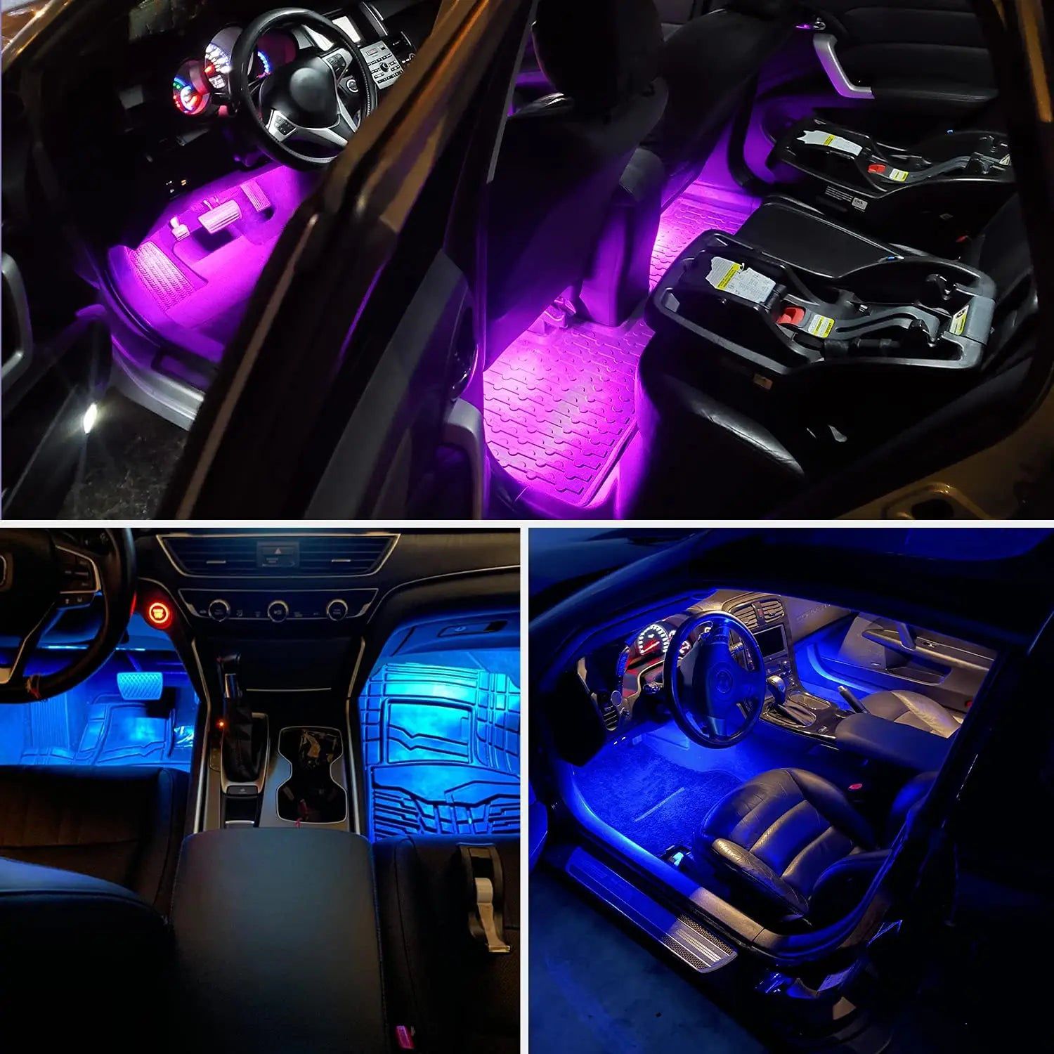 48 LEDs RGB Interior Car Light Strip with APP & Remote Control - 4PCS Set for Customizable Ambience in Vehicles, Parties & Home Decor