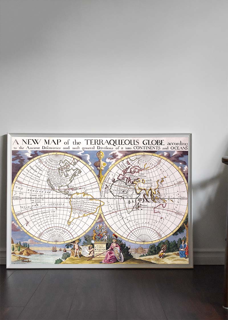 New World Map Poster - Detailed Terraqueous Globe for Home, Office & Classroom Decor | Perfect for Geography Lessons & Travel Inspiration