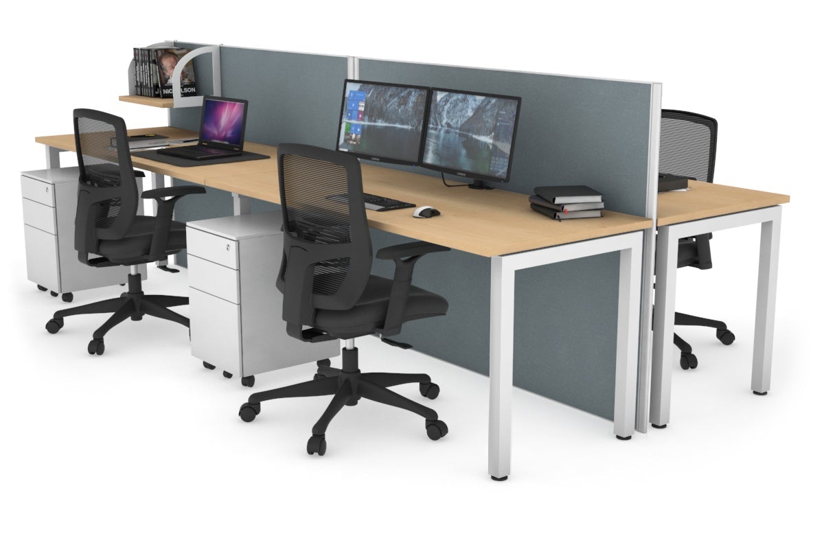 Horizon Quadro 4-Person Office Workstation Bench with Square Legs - 1200L x 700W Dimensions - Perfect for Collaborative Workspaces, Conference Rooms & Open Office Layouts