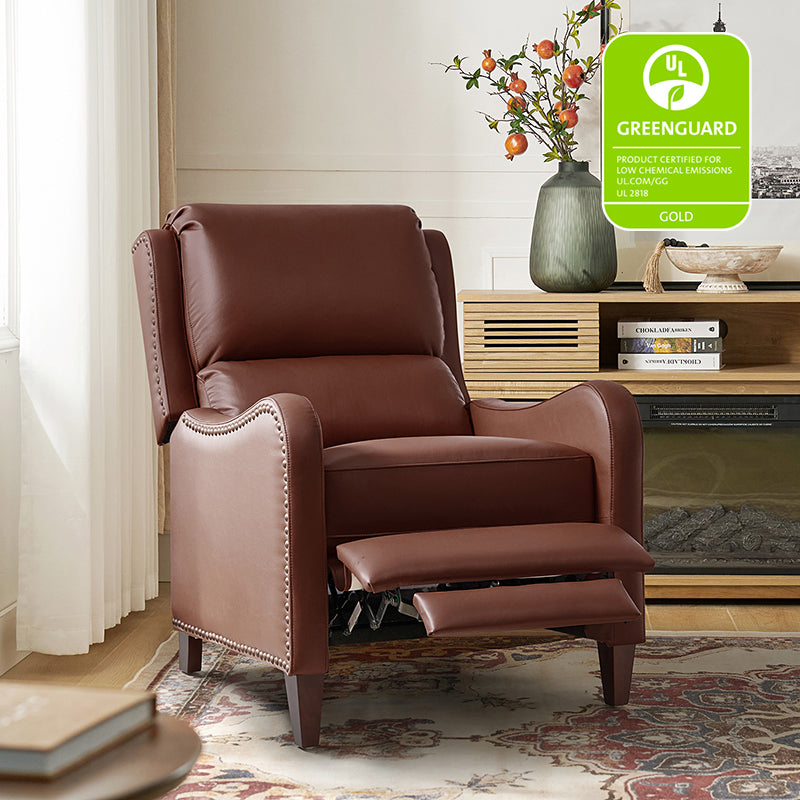 Deliat Genuine Leather Recliner Chair - Premium Comfort for Living Room, Home Theater & Office - Adjustable Footrest & Lumbar Support - Brown PU Leather Sofa for Relaxation & Entertainment