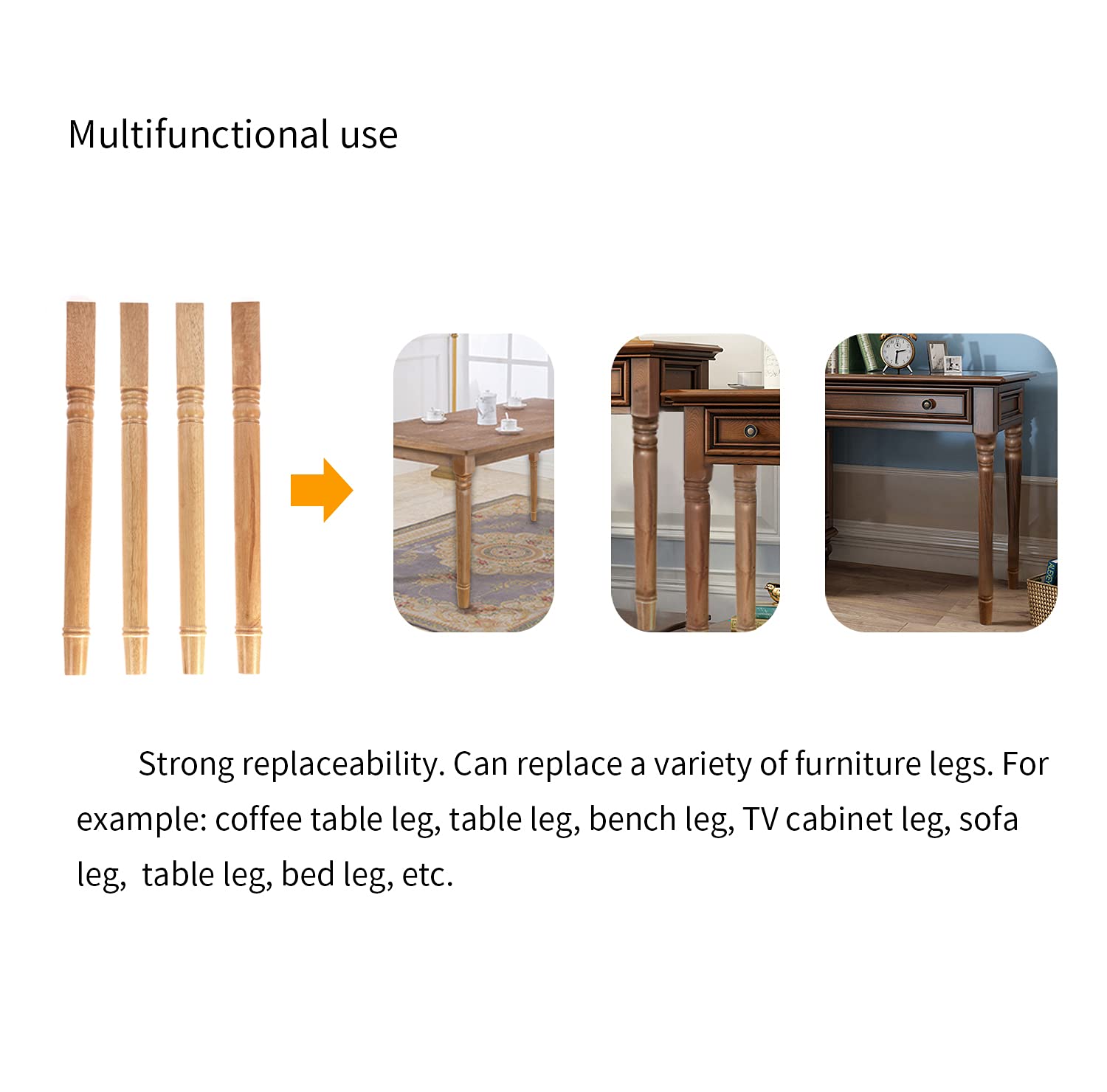 28 Inch Wooden Furniture Legs 4-Pack - Turned Farmhouse Style Table Legs for DIY Coffee Tables, Benches & Dining Tables - Varnish Coated Replacement Legs (Perfect for Home Decor, Rustic Furniture Projects & Table Repair)