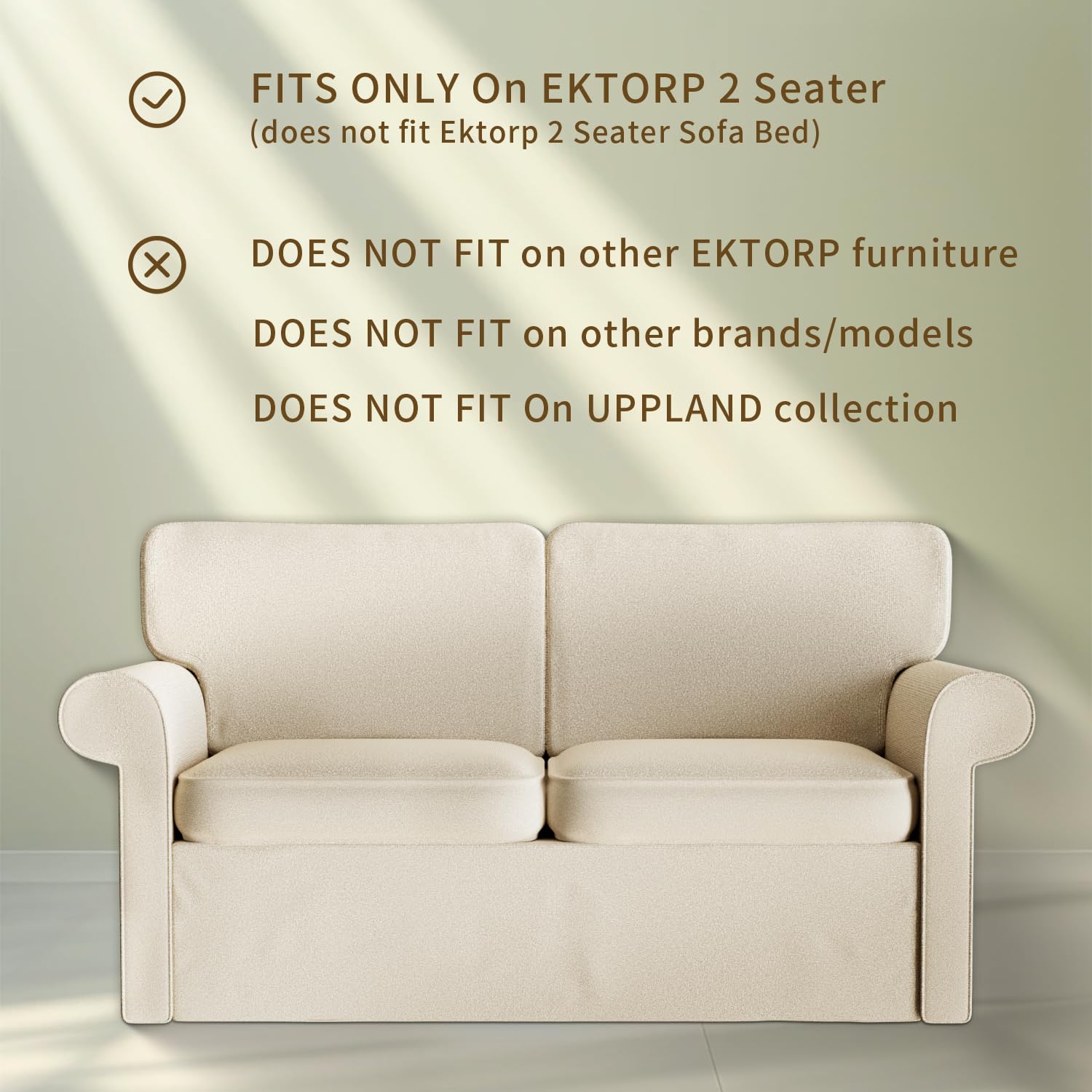 ShanSon Sofa Slipcover for IKEA Ektorp Loveseat - Stretchable 2-Seat Sofa Cover Replacement in Beige | Perfect for Living Room, Bedroom & Home Decor Protection