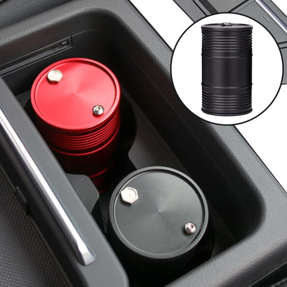 Premium Aluminum Alloy Car Ashtray with Lid - Mini Car Trash Can & Ash Container for Vehicles, Cup Holder Compatible - Ideal for Road Trips, Commuting, and Smoking Drivers