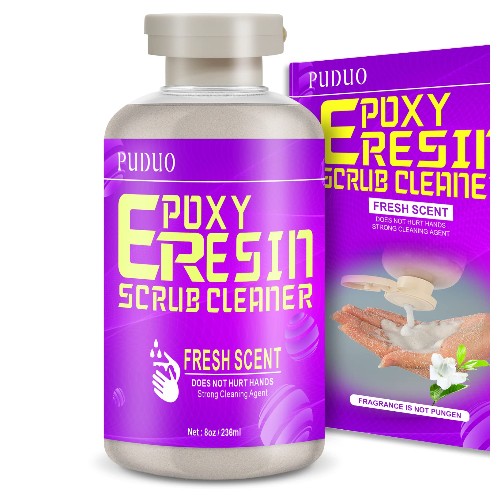 Puduo Resin Cleaner & Water Softener - Epoxy & UV Resin Remover Tool for Resin Molds - 8 oz Hand Scrub Soap for Artists & DIY Craft Projects - Perfect for Jewelry Making, Resin Art & Home Decor Cleaning