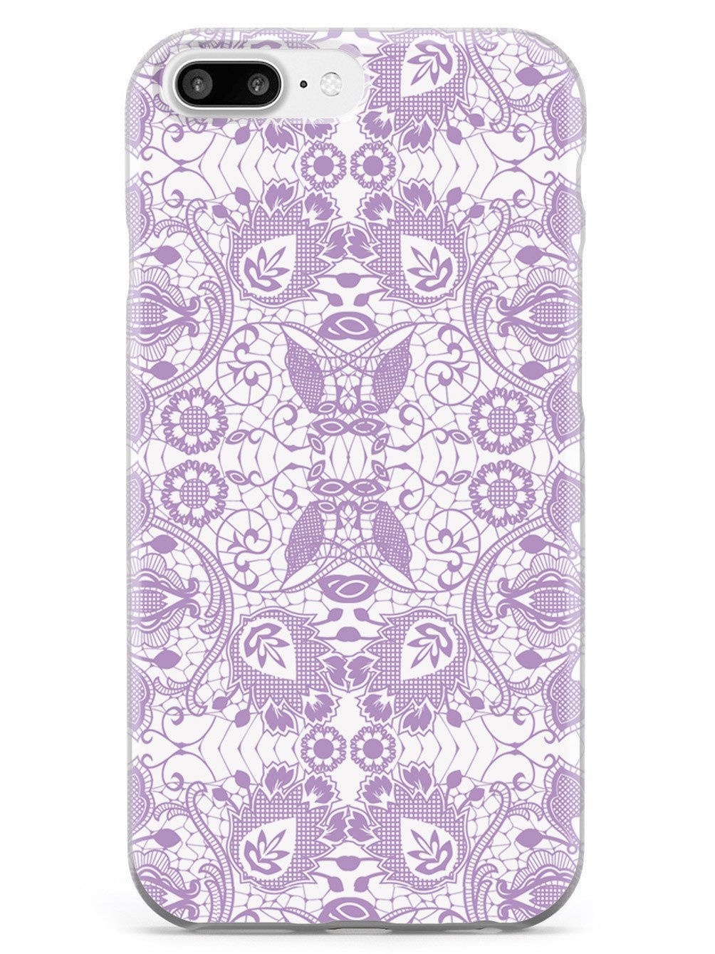 Inspired Cases - Premium 3D Textured Protective Phone Case Compatible with iPhone 8 Plus - Elegant Lace Pattern in Lavender - Shockproof & Anti-Scratch Cover for Everyday Use, Travel, and Work