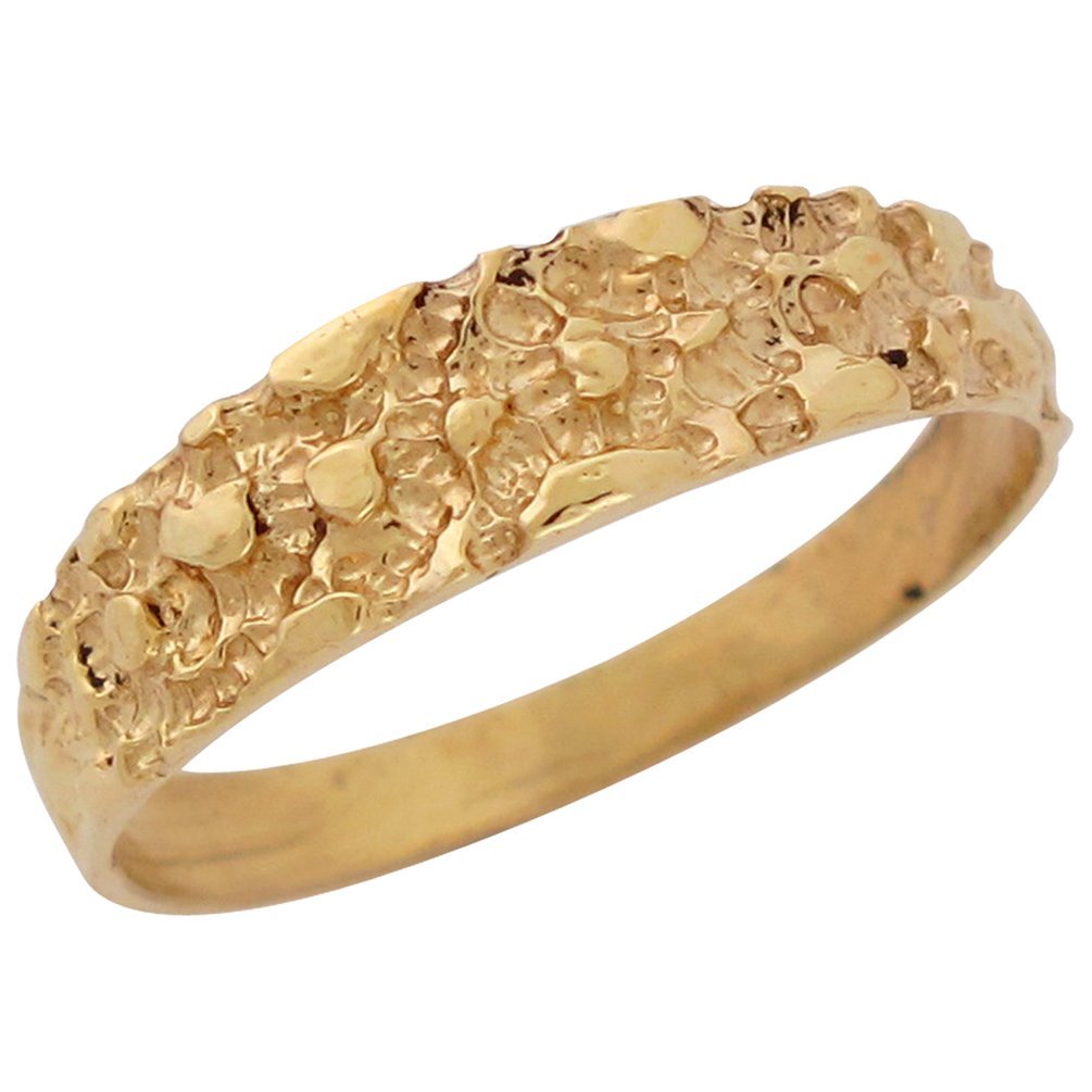 10K Yellow Gold Nugget Ring for Women - Trendy High Polish Fashion Jewelry - Perfect for Everyday Wear, Parties & Gifts