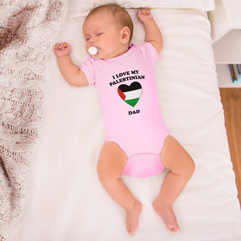 Custom I Love My Palestinian Dad Baby Bodysuit - Soft Cotton Unisex Infant Onesie for Boys & Girls - Perfect for Family Photos, Holidays & Cultural Celebrations