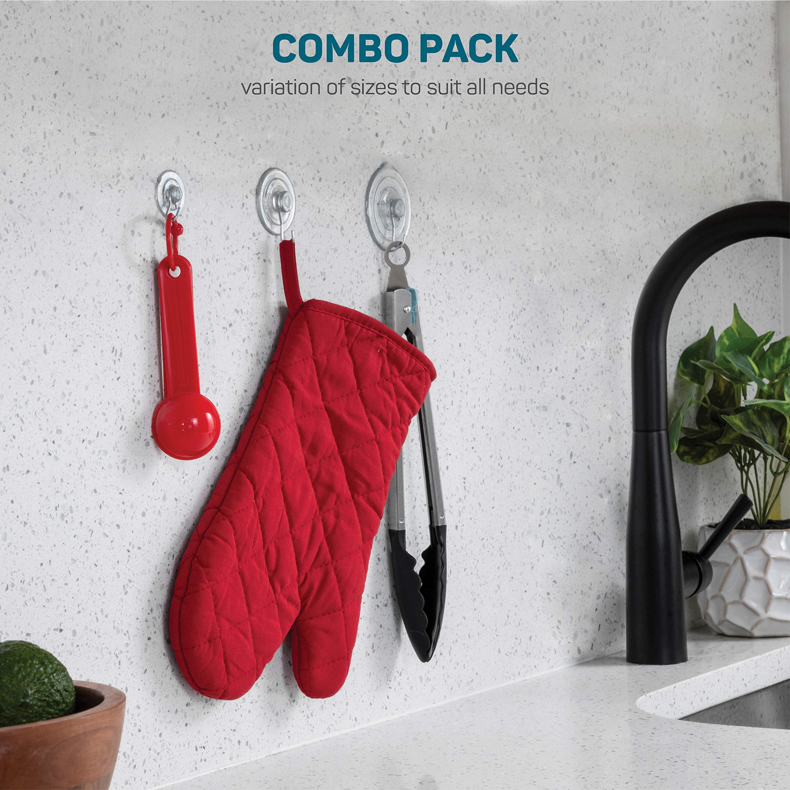 SEWANTA Heavy Duty Suction Cup Hooks - 10 Pack Multi-Size Set (2 Large, 4 Medium, 4 Small) for Glass, Windows, Mirrors, Tiles - Strong Adhesive Hanging Hooks for Bathroom, Kitchen, Office Organization & Home Decor