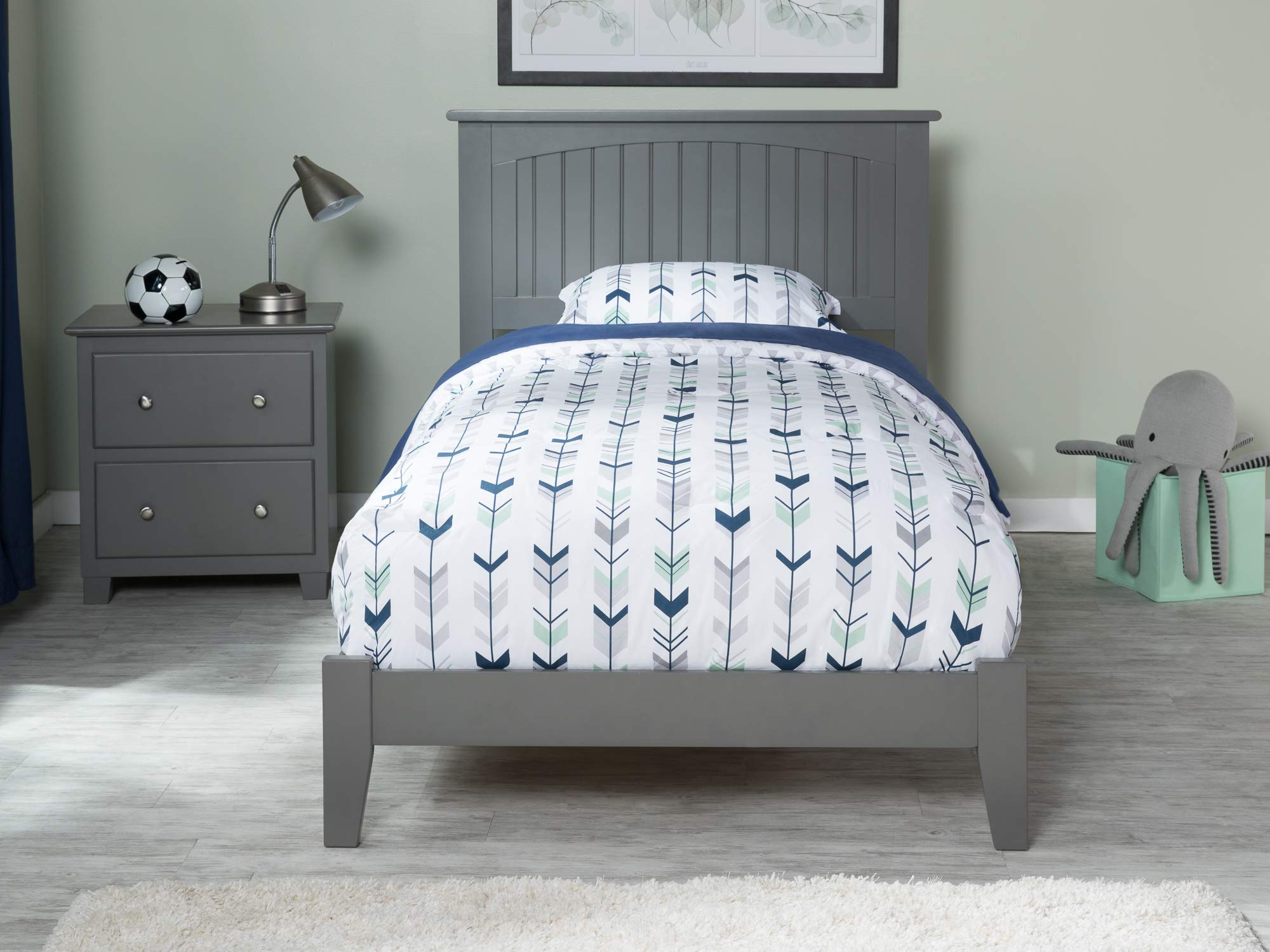 AFI Nantucket Twin XL Bed Foundation with USB Charger - Grey, Perfect for Dorms, Guest Rooms & Small Spaces