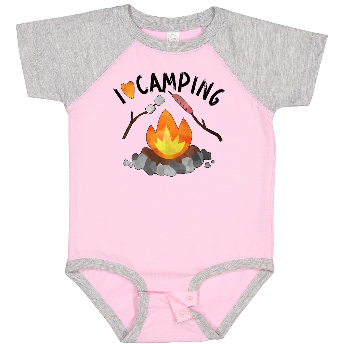 Inktastic I Love Camping Baby Bodysuit - Cute Campfire, Hot Dog & Marshmallows Design - Perfect for Outdoor Adventures, Family Trips & Baby Photoshoots