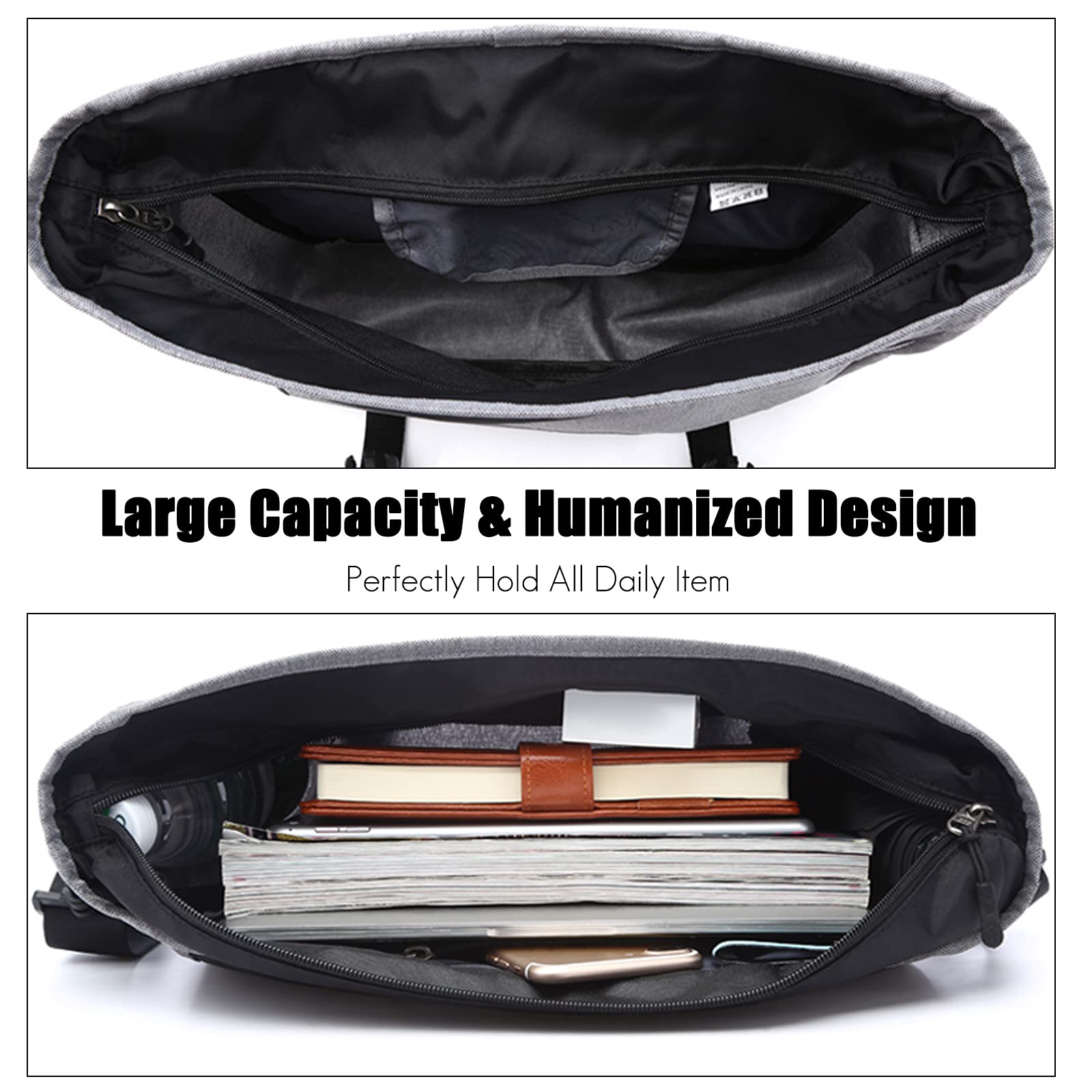 FANDARE Messenger Bag for Men & Women - Durable Polyester Crossbody Satchel with Laptop Compartment - Perfect Work Bag, School Bag & Travel Bag (Black)
