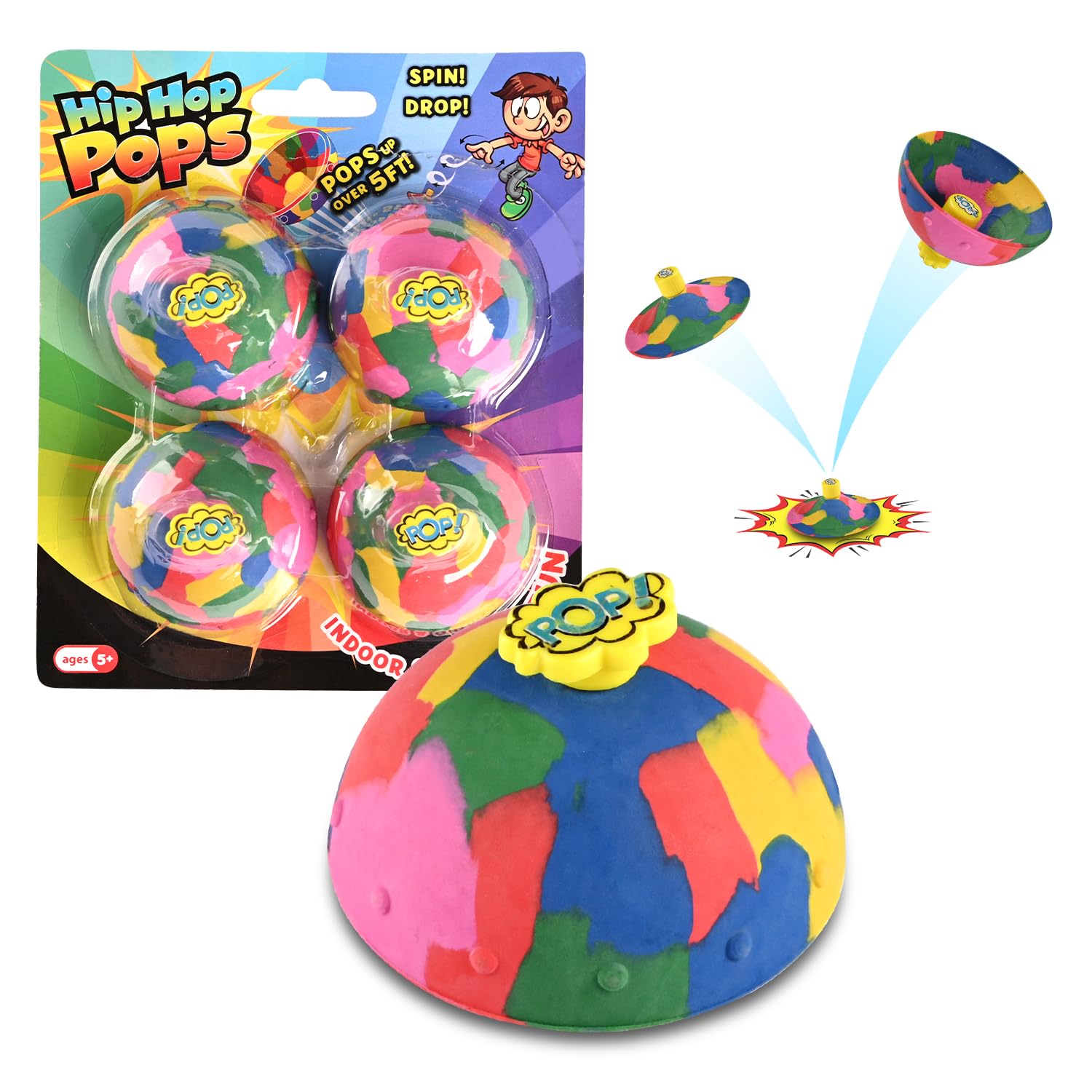 4-in-1 Bounce Bowls Ball Fidget Toy Set for Kids & Adults - Stress Relief Spinning Pop Up Toys, Outdoor Sports Game & Finger Tip Sensory Toys - Perfect for School, Birthday Party Favors, Goodie Bag Fillers (Boys & Girls) - Great for Anxiety Relief, Classroom Focus & Outdoor Playtime