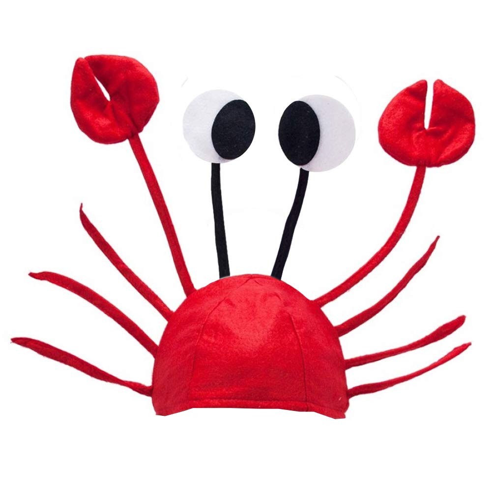 Funny Crab Hat for Adults & Kids - Ocean Animal Costume Accessory for Under the Sea Party, Halloween, and Cosplay - Crawfish & Fish Themed Hats for Beach Events & Marine Life Costume Parties