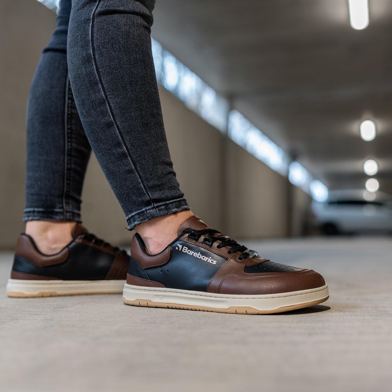 Barefoot Sneakers for Men & Women - Barebarics Wave Black & Dark Brown Minimalist Shoes | Lightweight & Flexible for Running, Walking & Gym Workouts